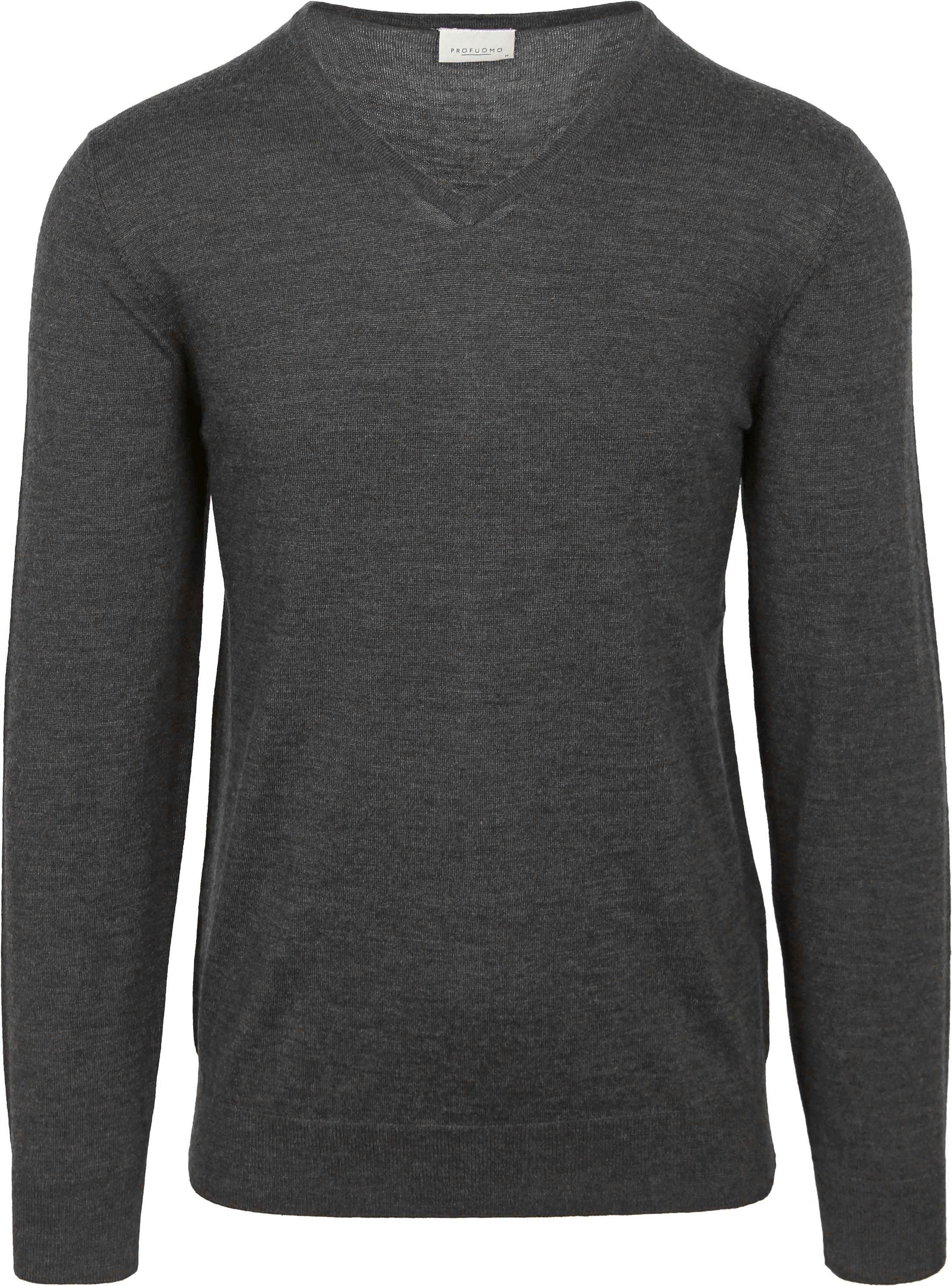 Profuomo Pull-over Col-V Laine Merinos Anthracite PPVJ30026C-B commander en ligne | Suitable