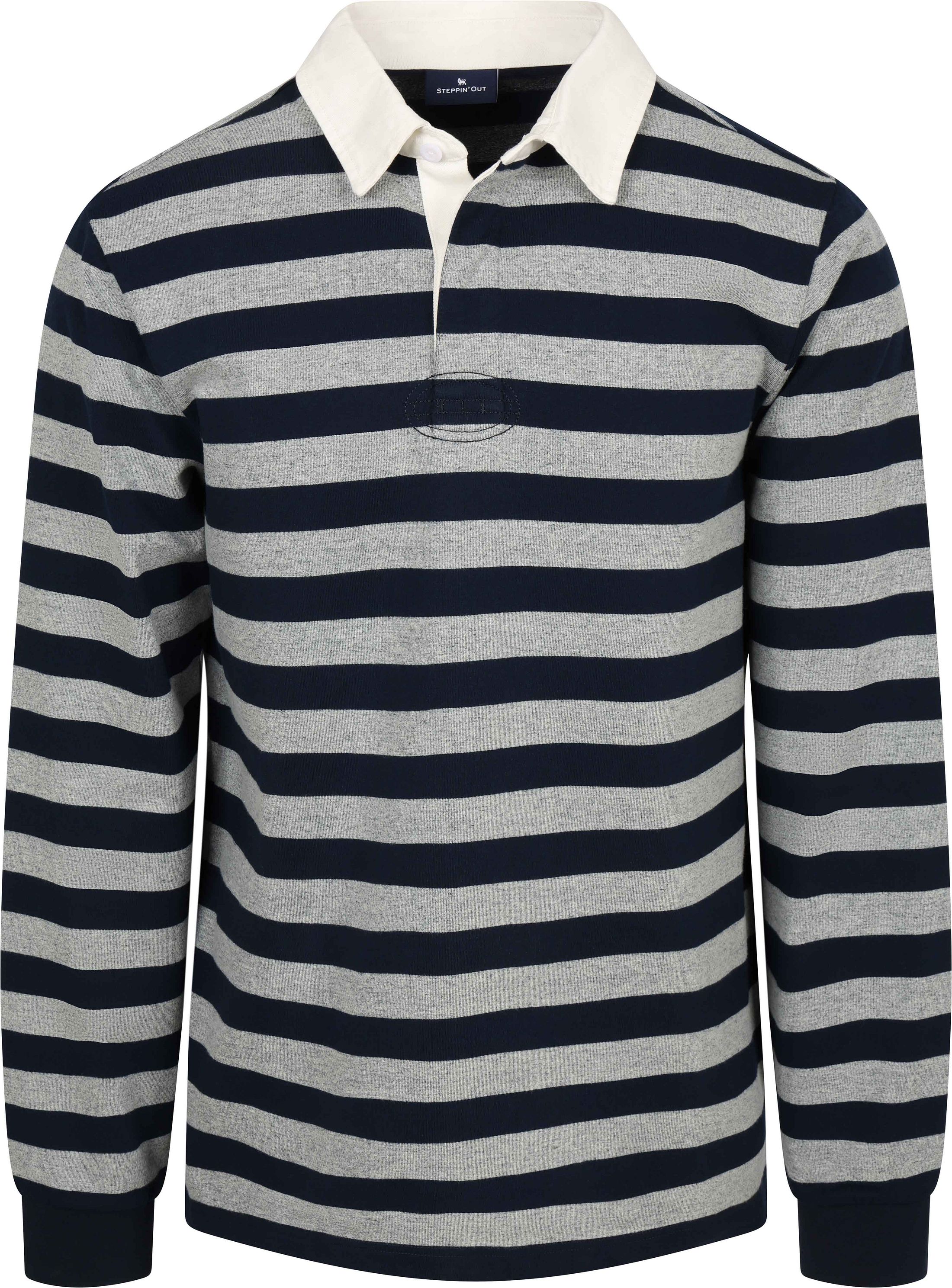 Steppin' Out Rugby Polo Shirt Stripe Navy Grey order online | PU-RB-STR-26.03 NA/GREY | Suitable Greece