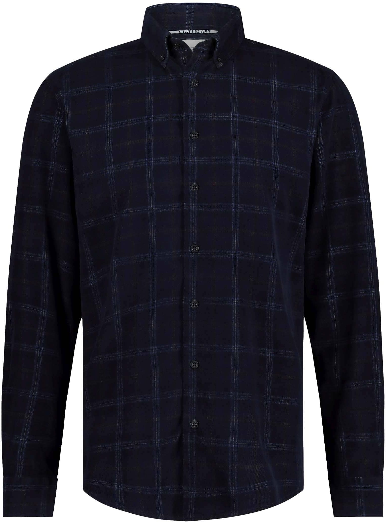 State Of Art Overhemd Fine Corduroy Ruit Navy 21524224-5953 kopen | Suitable