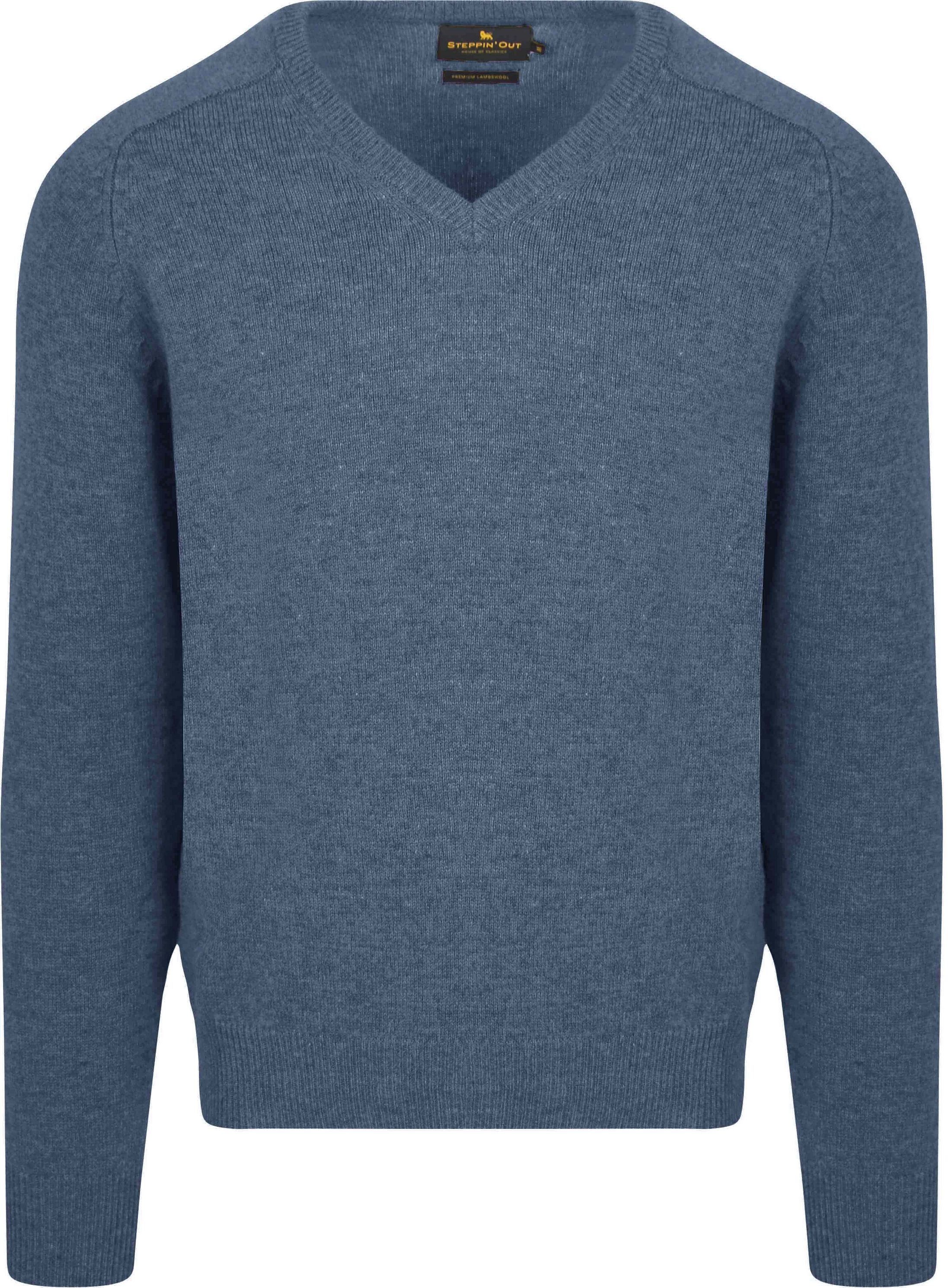 Steppin' Out Pullover V-Ausschnitt Lammwolle Mid Blau kaufen | SM1201.0004-2002 | Suitable