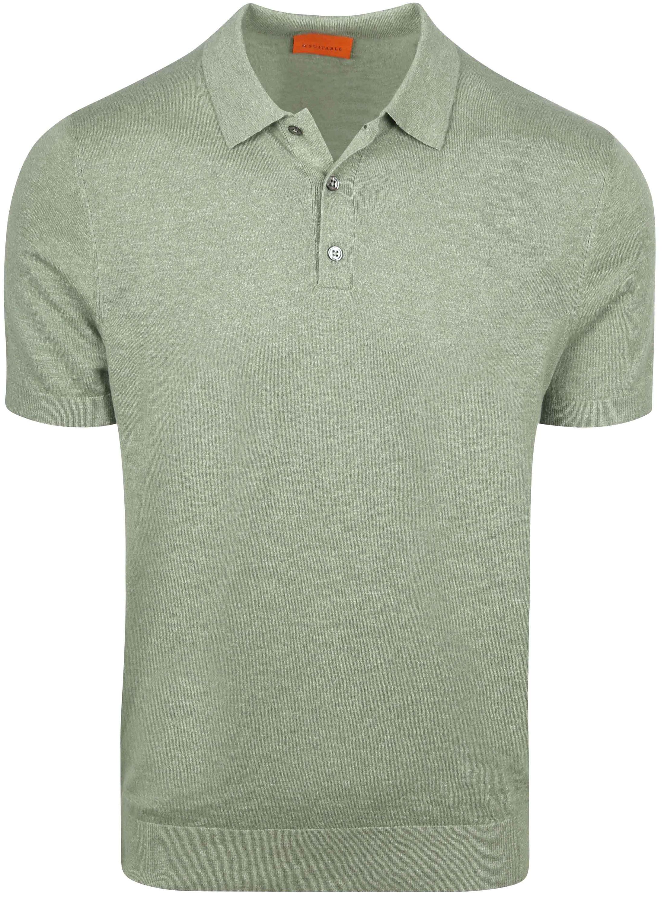 Suitable Knitted Polo Shirt Cotton Linen Green PO-BU-COLI-26.03 Mid GR 16-5807 order online | Suitable