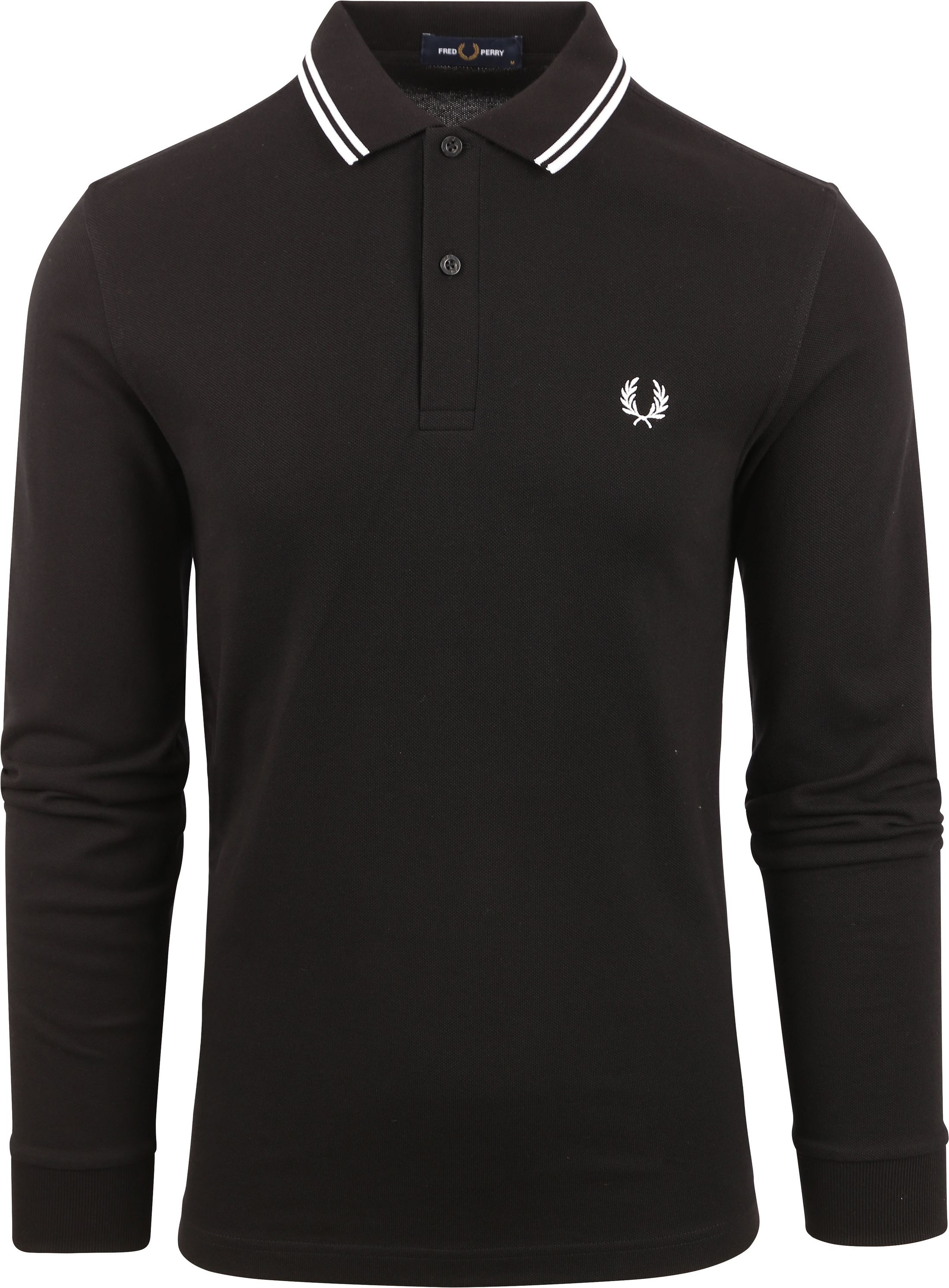 Fred Perry långärmad pikétröja Svart 350 M3636-350