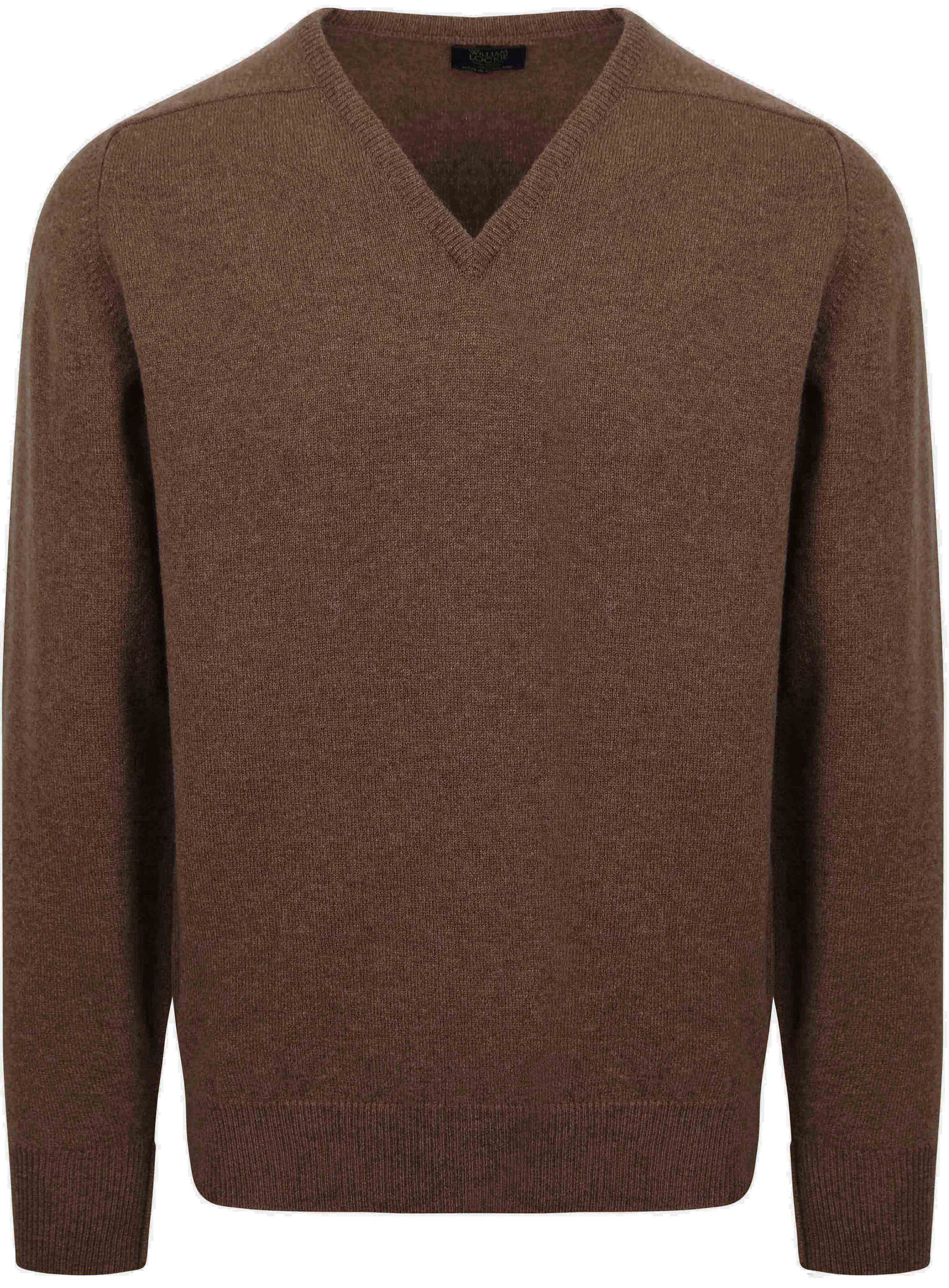 William Lockie V-ringad tröja i lamull - Mocha 7092HV DF Mocha