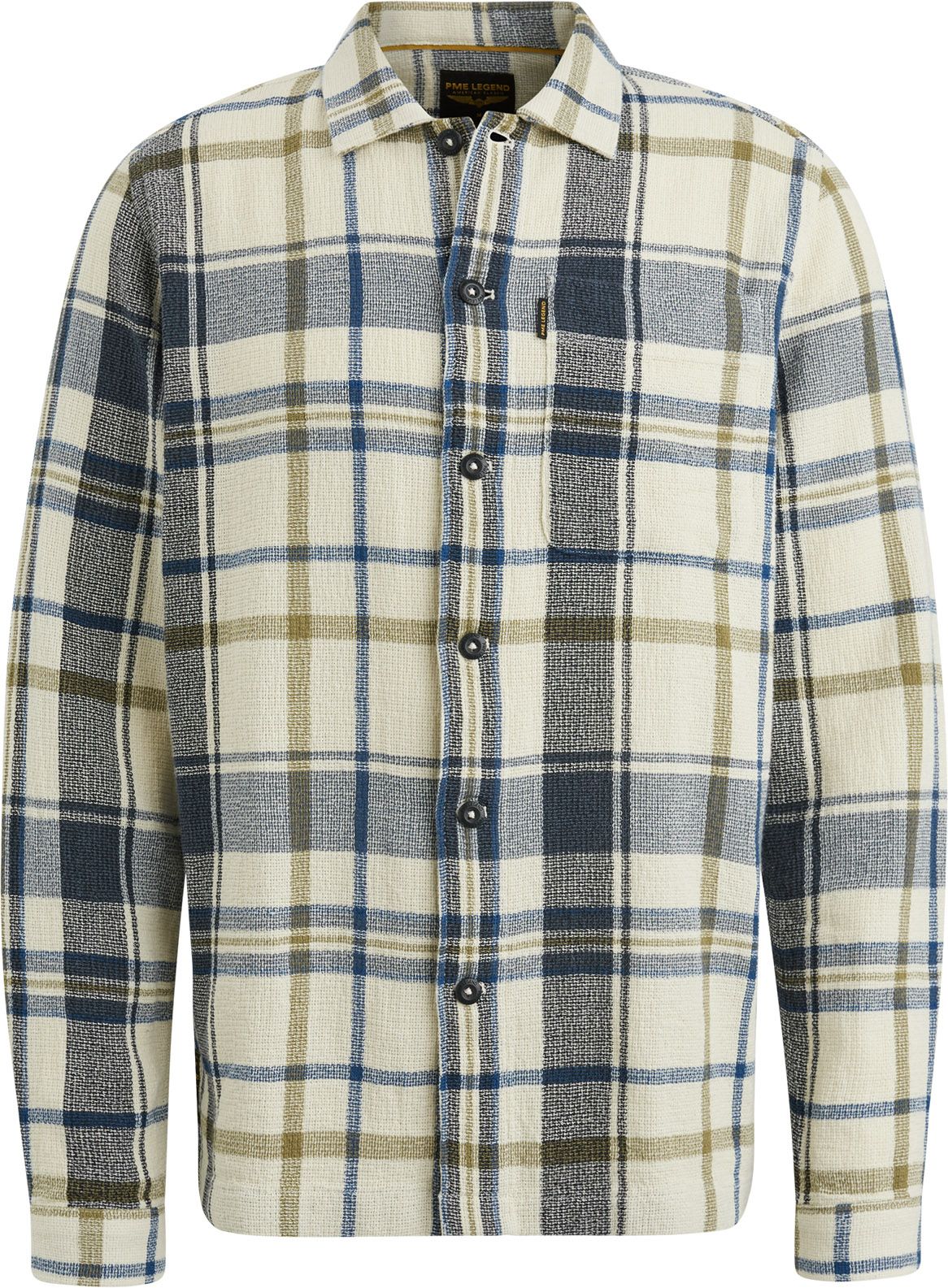PME Legend Overshirt Rutig Ecru PSI2408207-7013