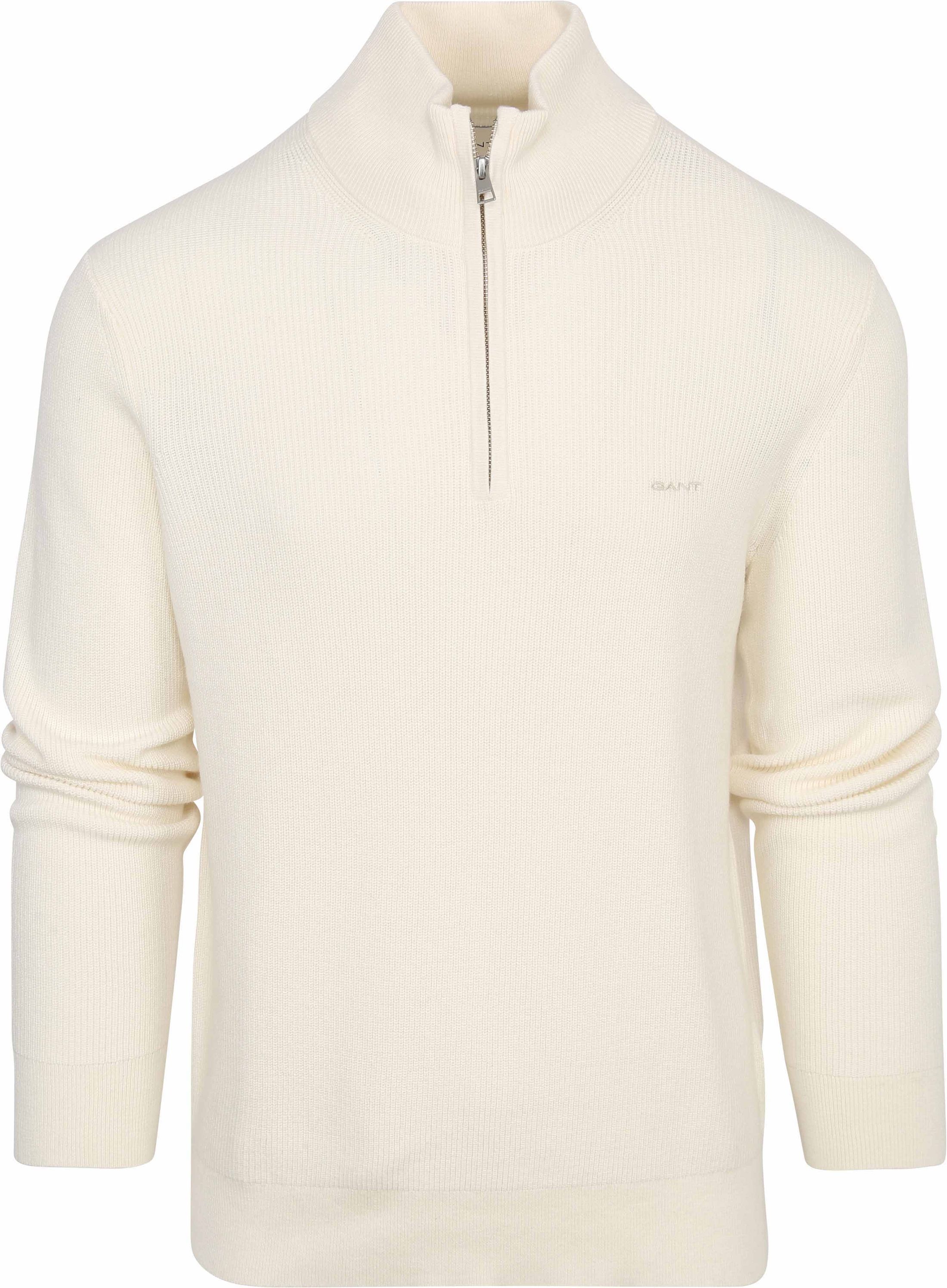 Gant Halfzip Tröja i ullblandning Ecru 8050171-130