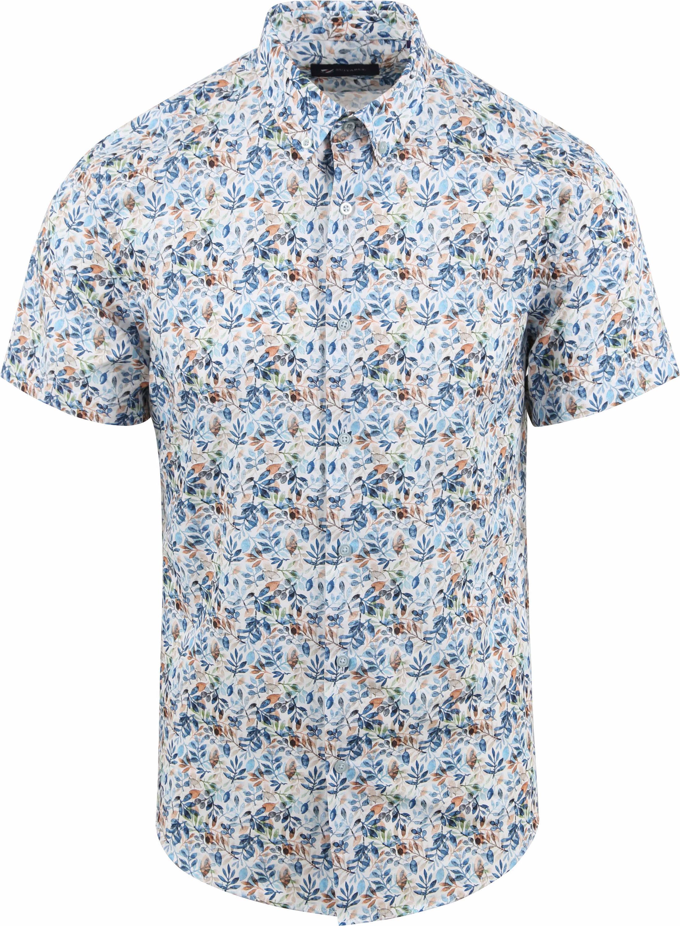 Suitable Kortermet Skjorte Blomsterprint Blå Flerfarget Størrelse M
