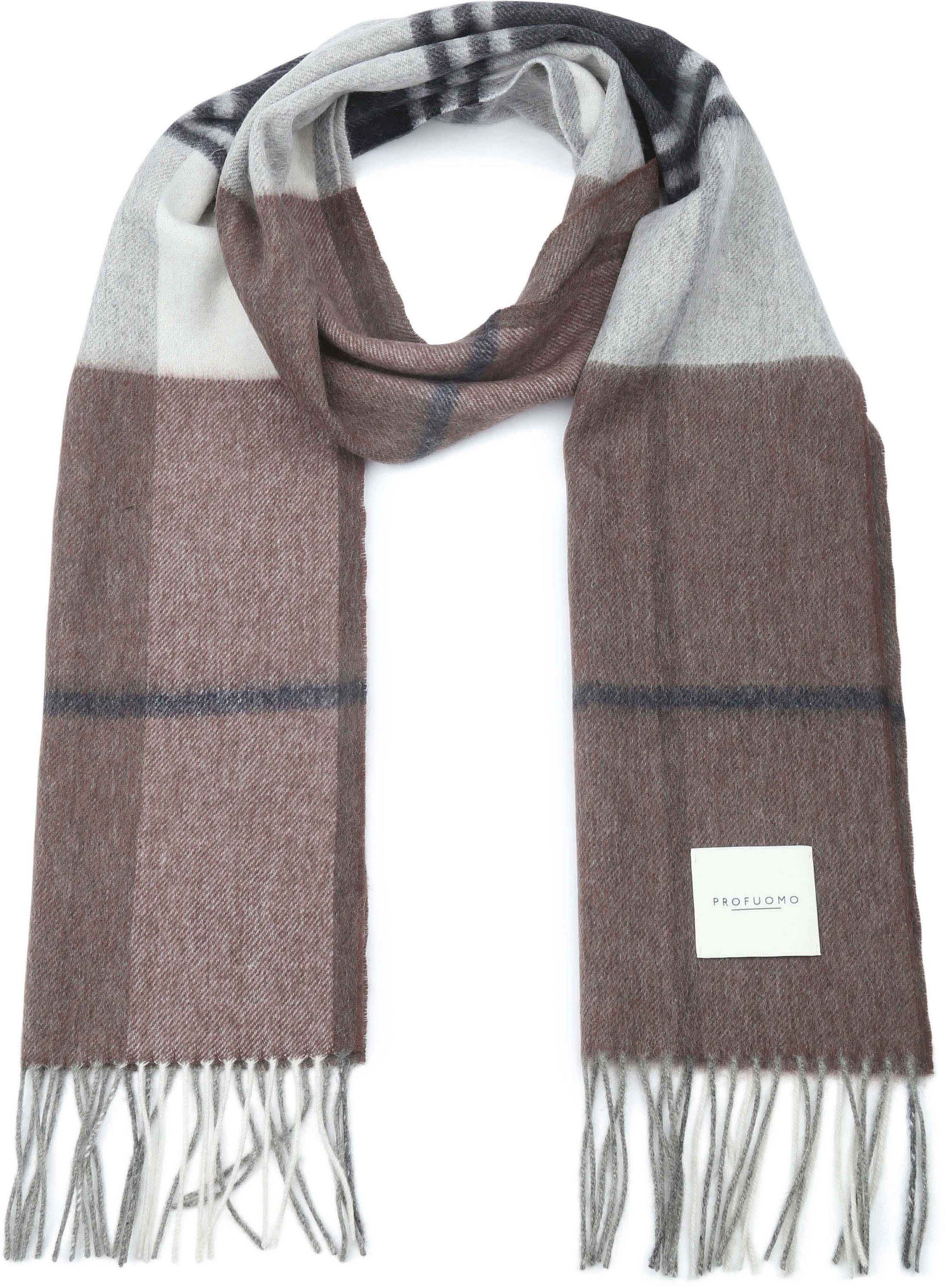 Profuomo Skjerf Lamull Brun Rutete PPVS30007A-H