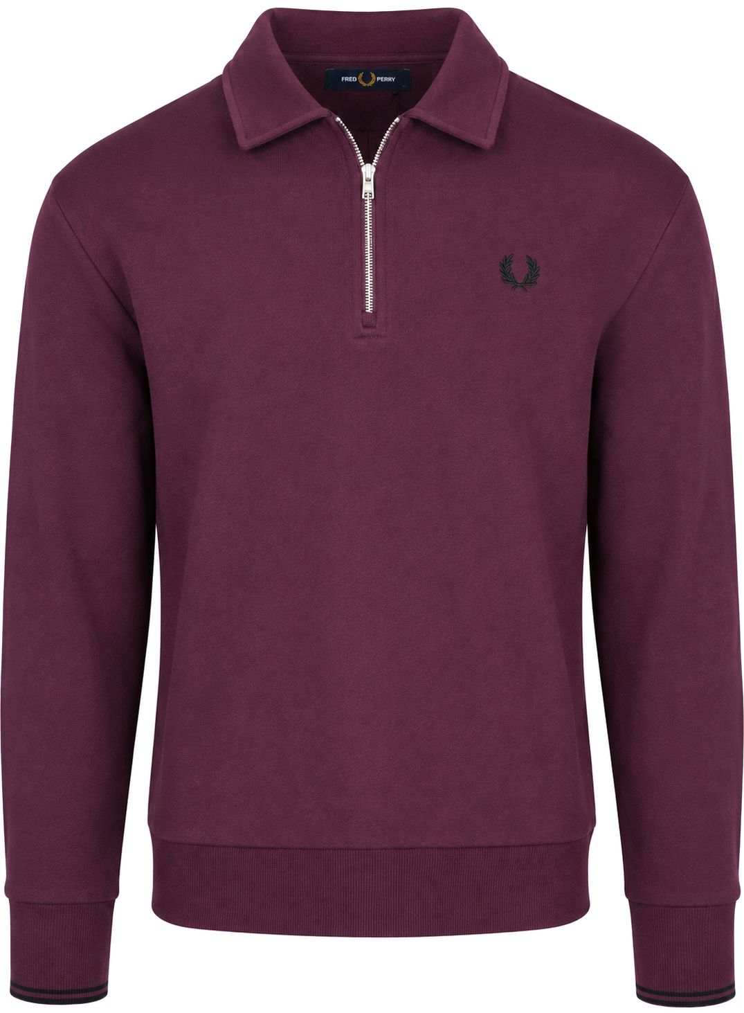 Fred Perry Longsleeve Half Zip Poloshirt Plum kopen | Suitable