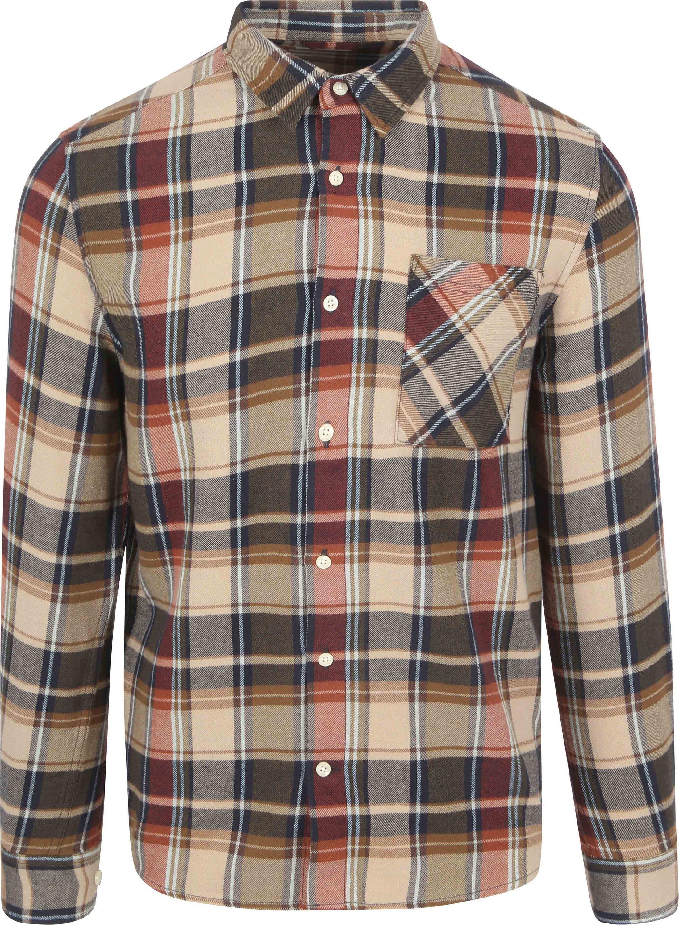 KnowledgeCotton Apparel Overhemd Flanel Ruiten Beige 90952-7032 kopen | Suitable