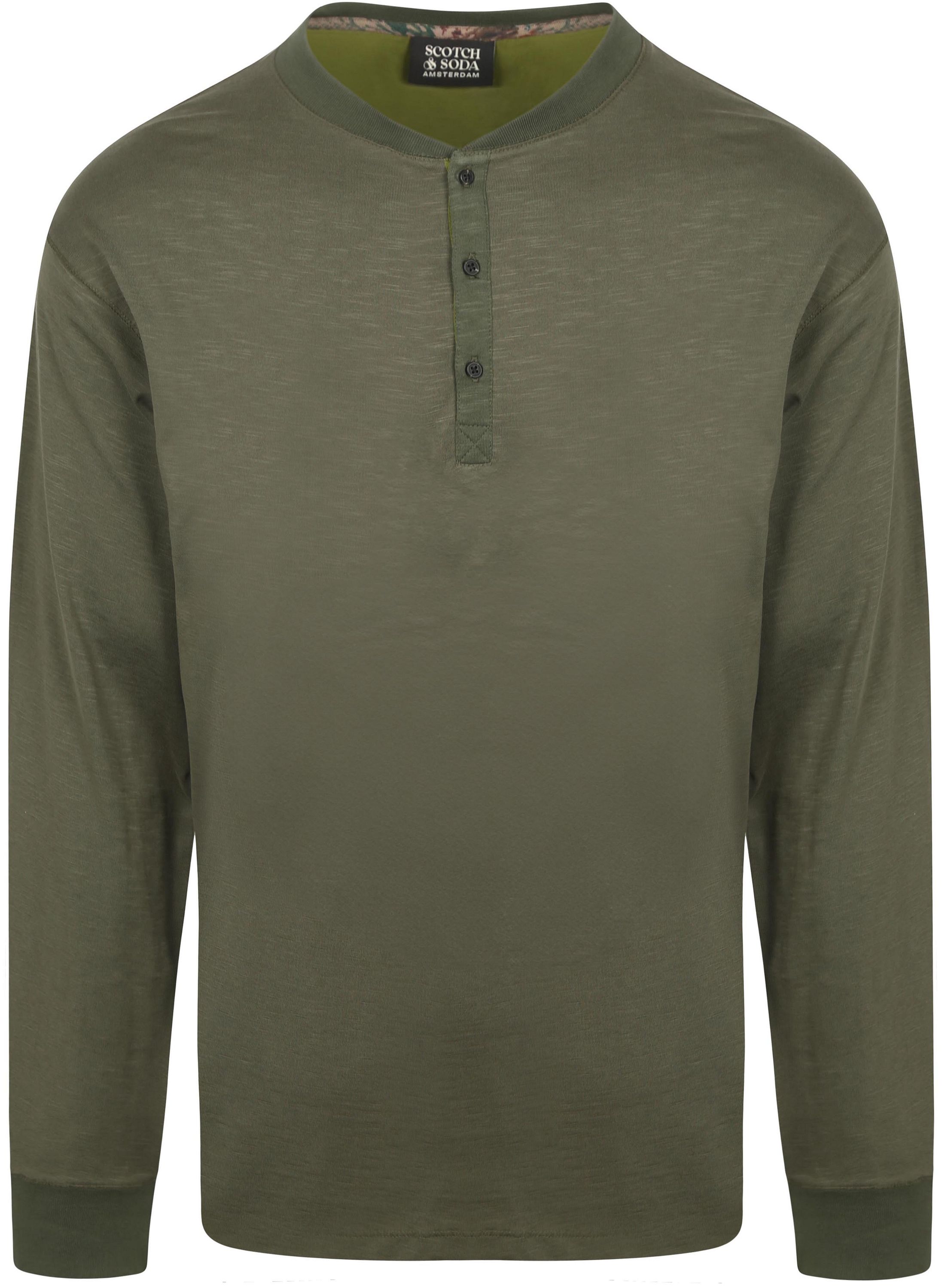 Scotch and Soda Langærmet Henley T-shirt i oliven 181515-300