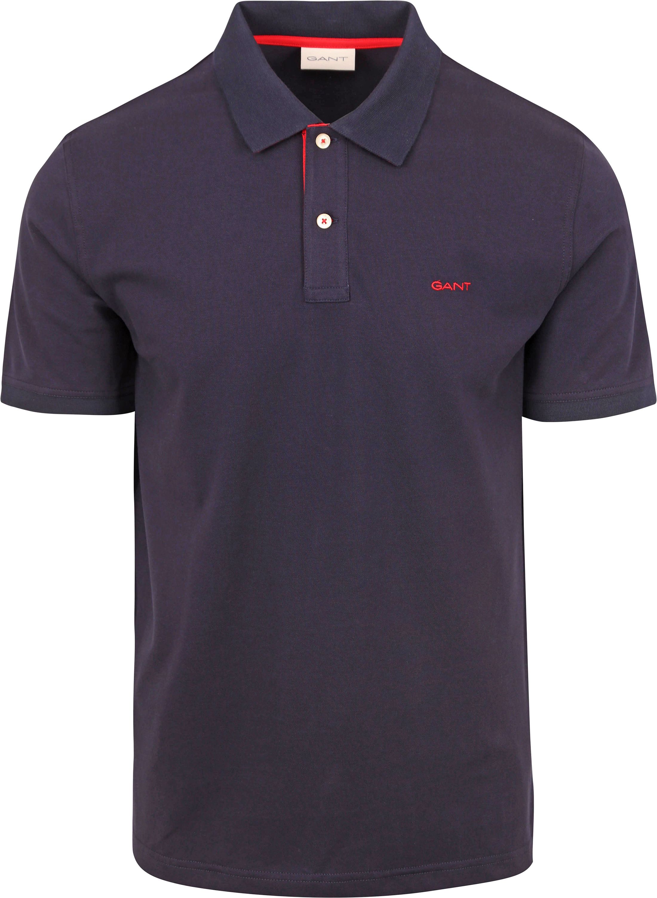 Gant Contrast Piqué Poloskjorte Navy Blå Mørkeblå Størrelse XXL