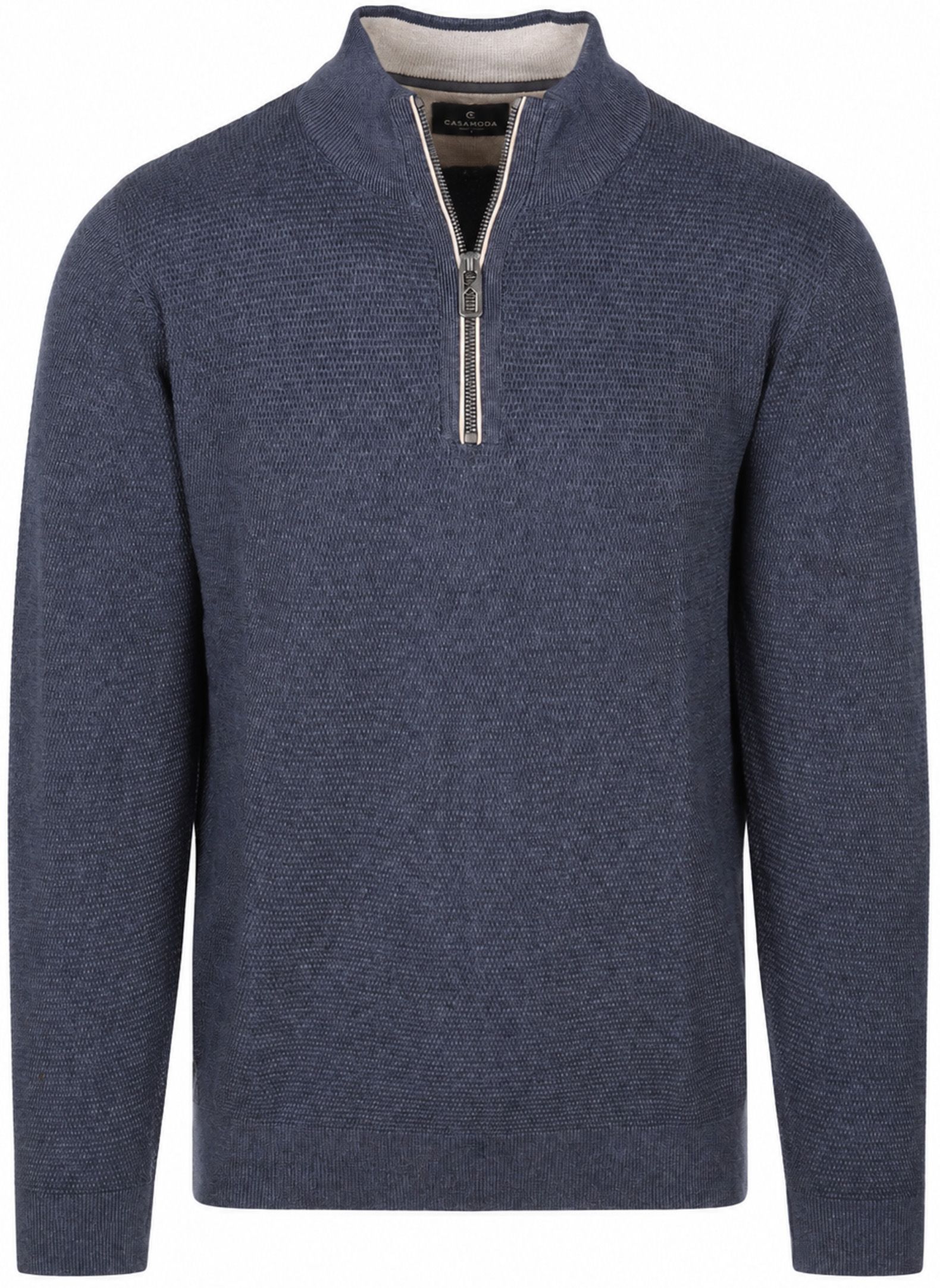 CASAMODA Halfzip Pullover Solid Blue order online | Suitable Liechtenstein