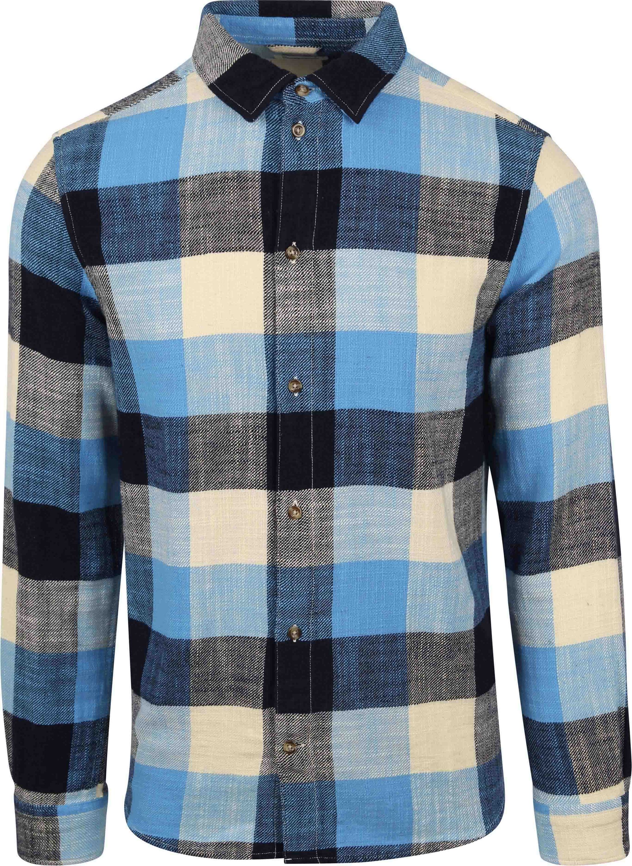 KnowledgeCotton Apparel Skjorta Blå Rutor 1090058-7021 blue check