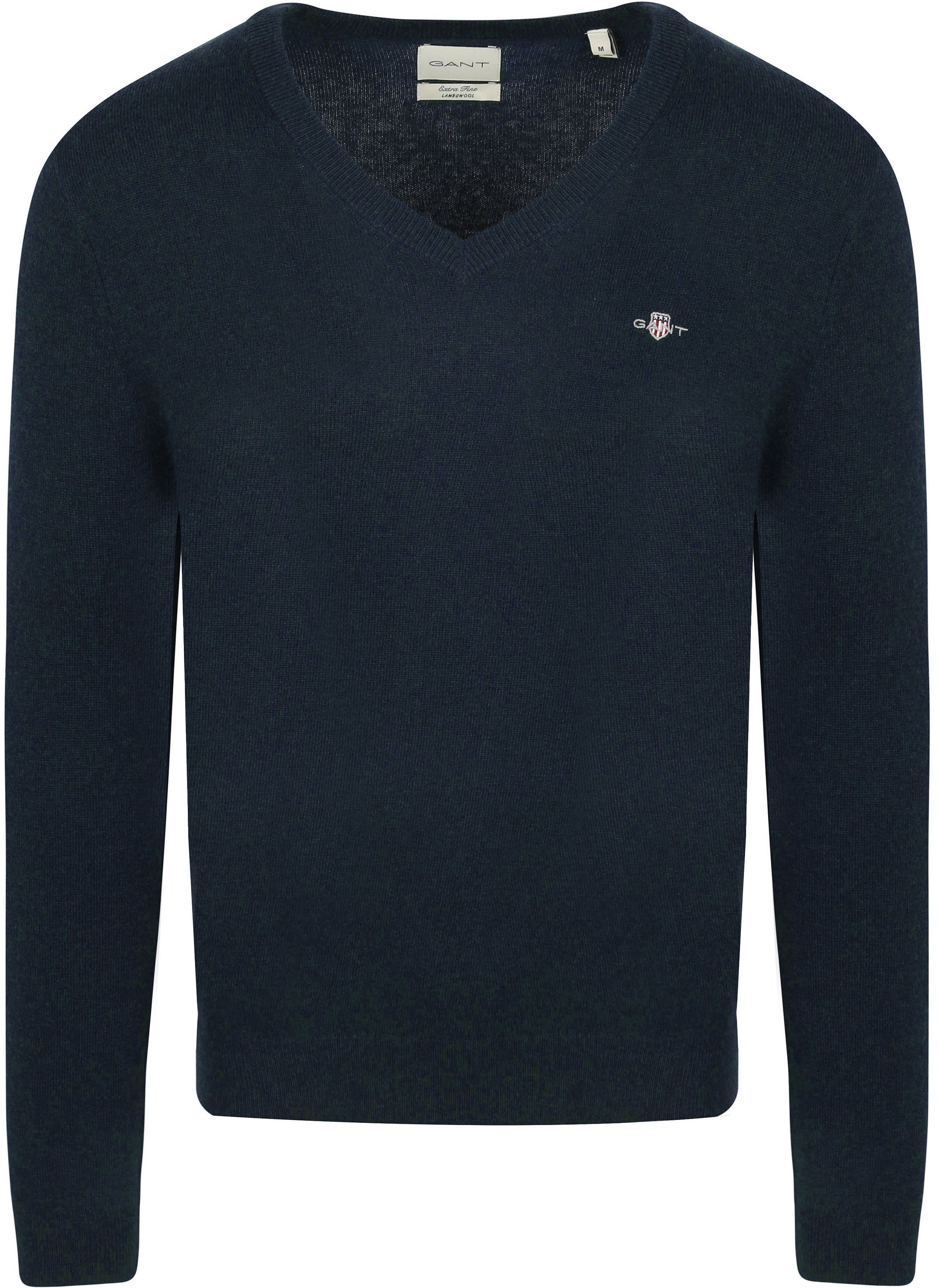 Gant Genser V-hals i ullblanding Navy Melange 8050274-480