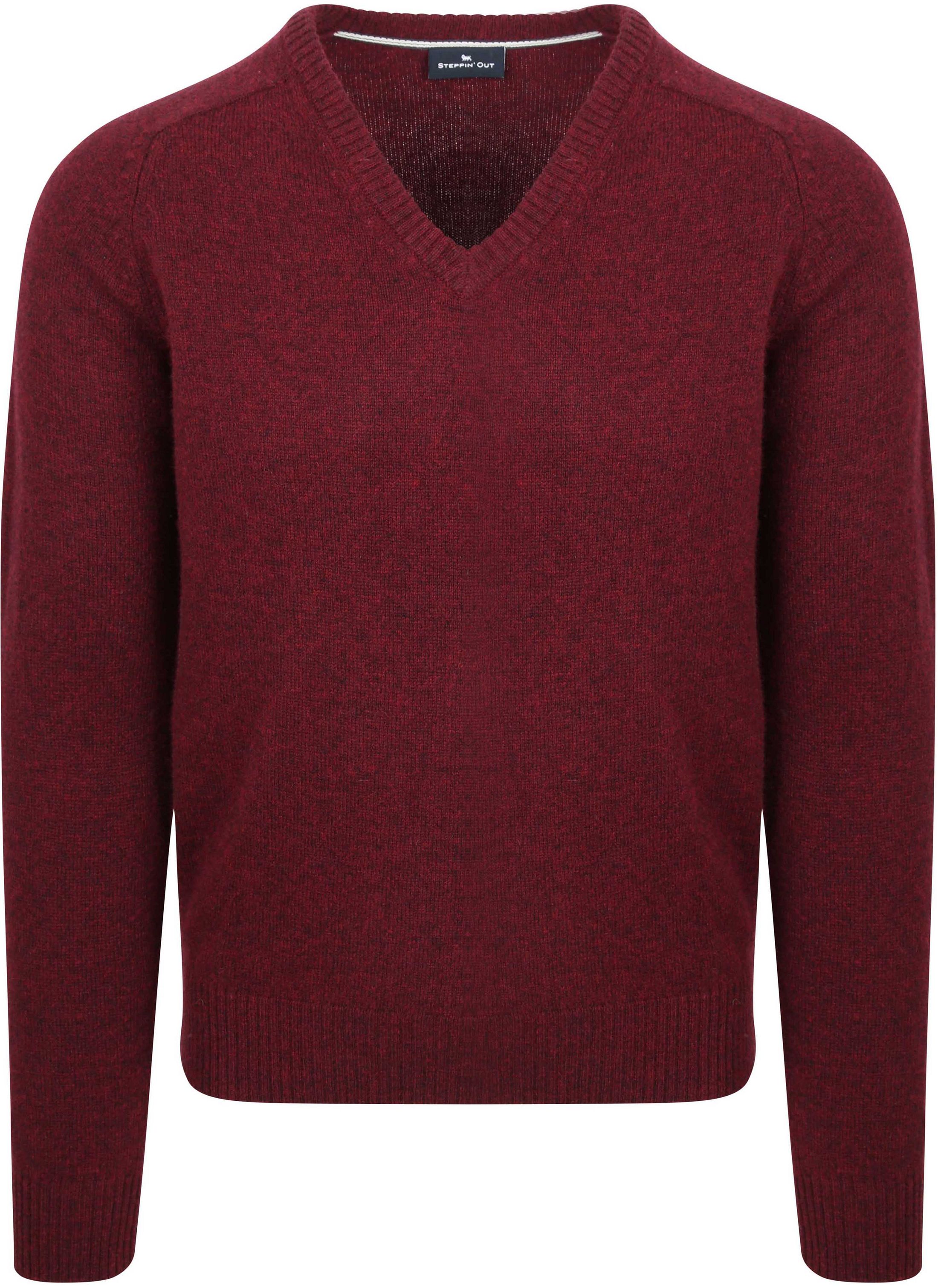 Steppin' Out Genser med V-hals i Lammeull Bordeaux PU-V-LMBS-100P-SO-25.05 Preserve Bordo