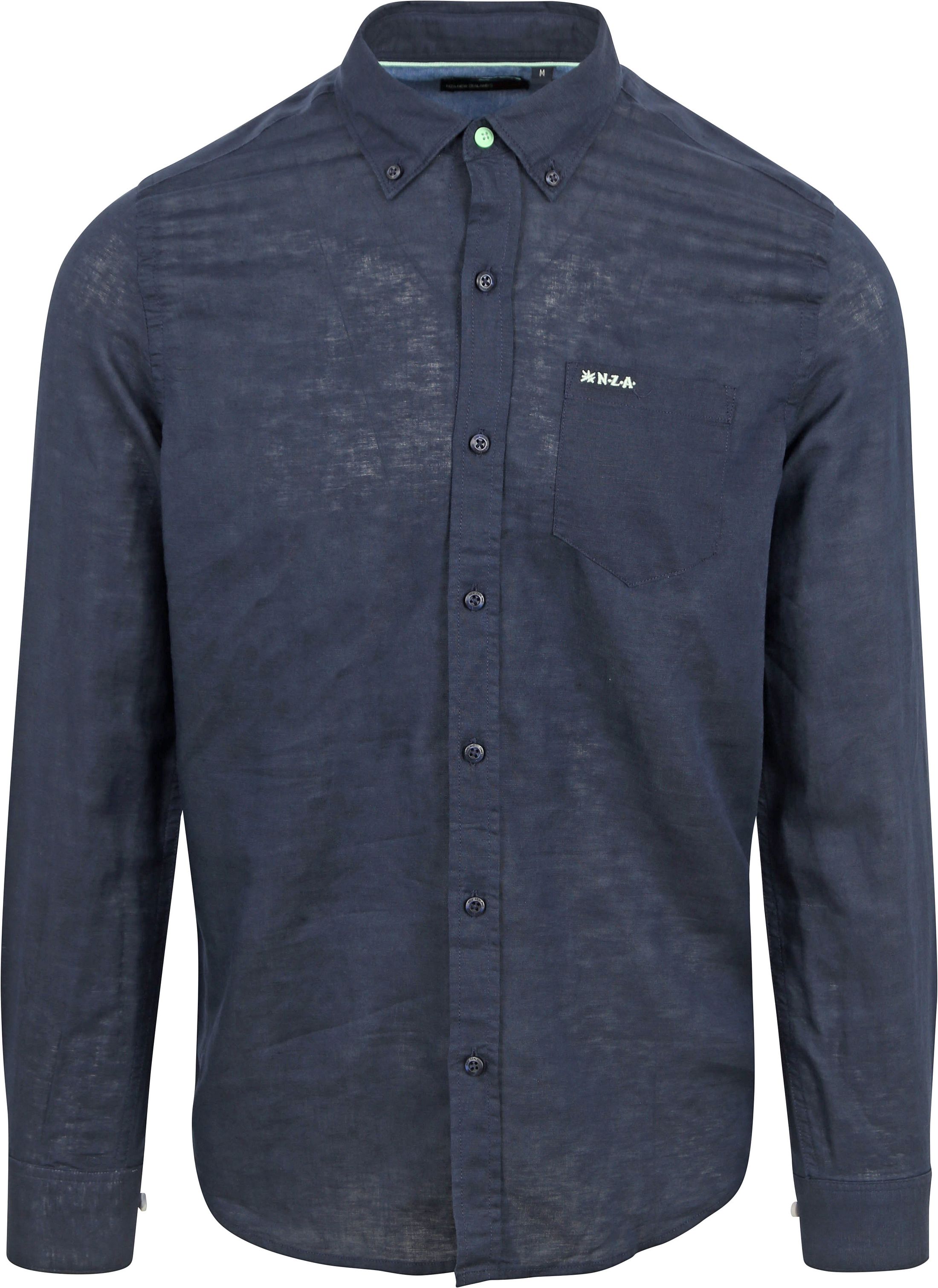 NZA Skjorta Okarito Linne Navy 24CN506-1616