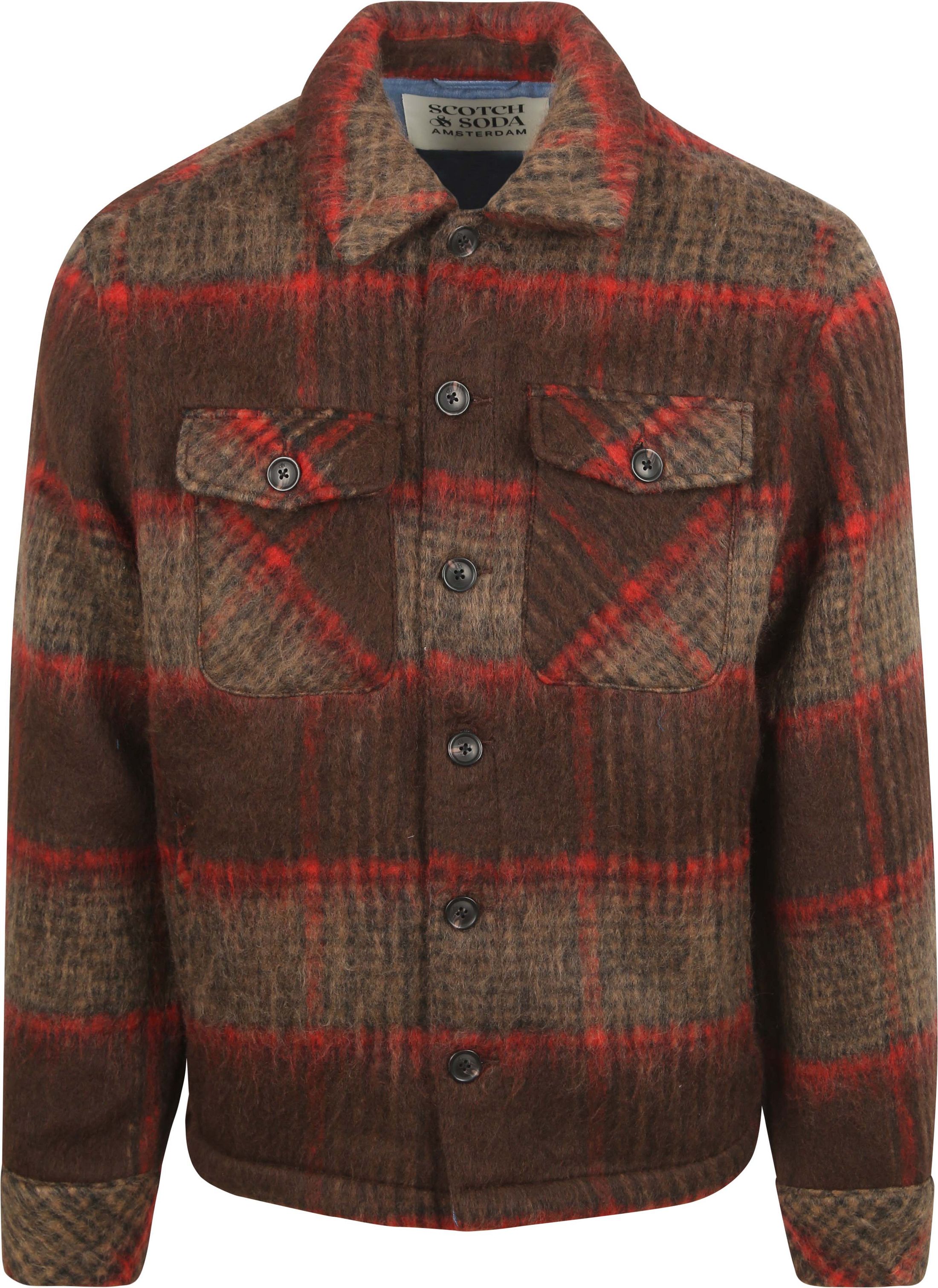 Scotch & Soda Overshirt Børstet Uld Ruder Brun 178629-210