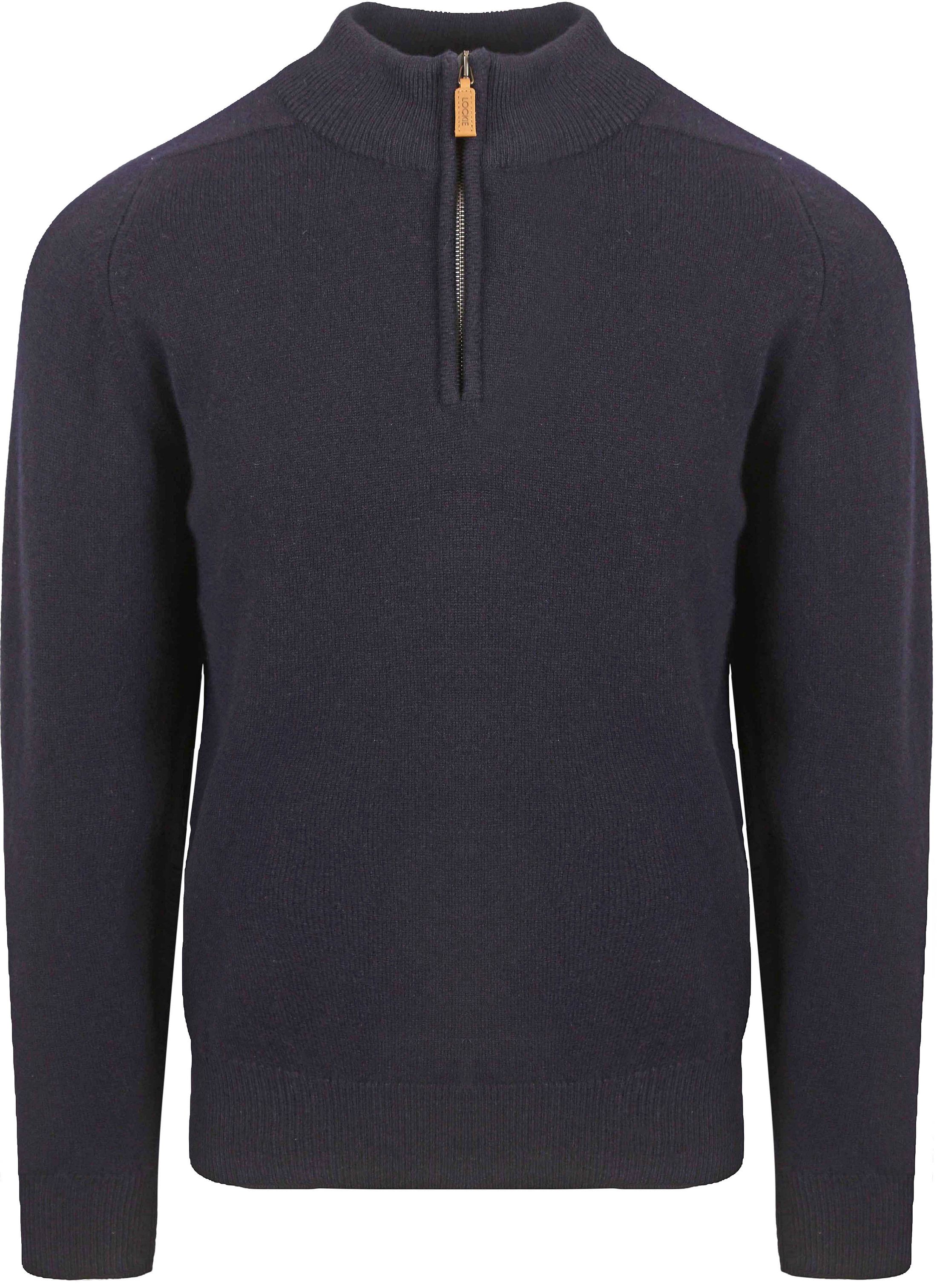 William Lockie Halv Zip Pullover Lamull Marinblå 7096DZ-11 Navy