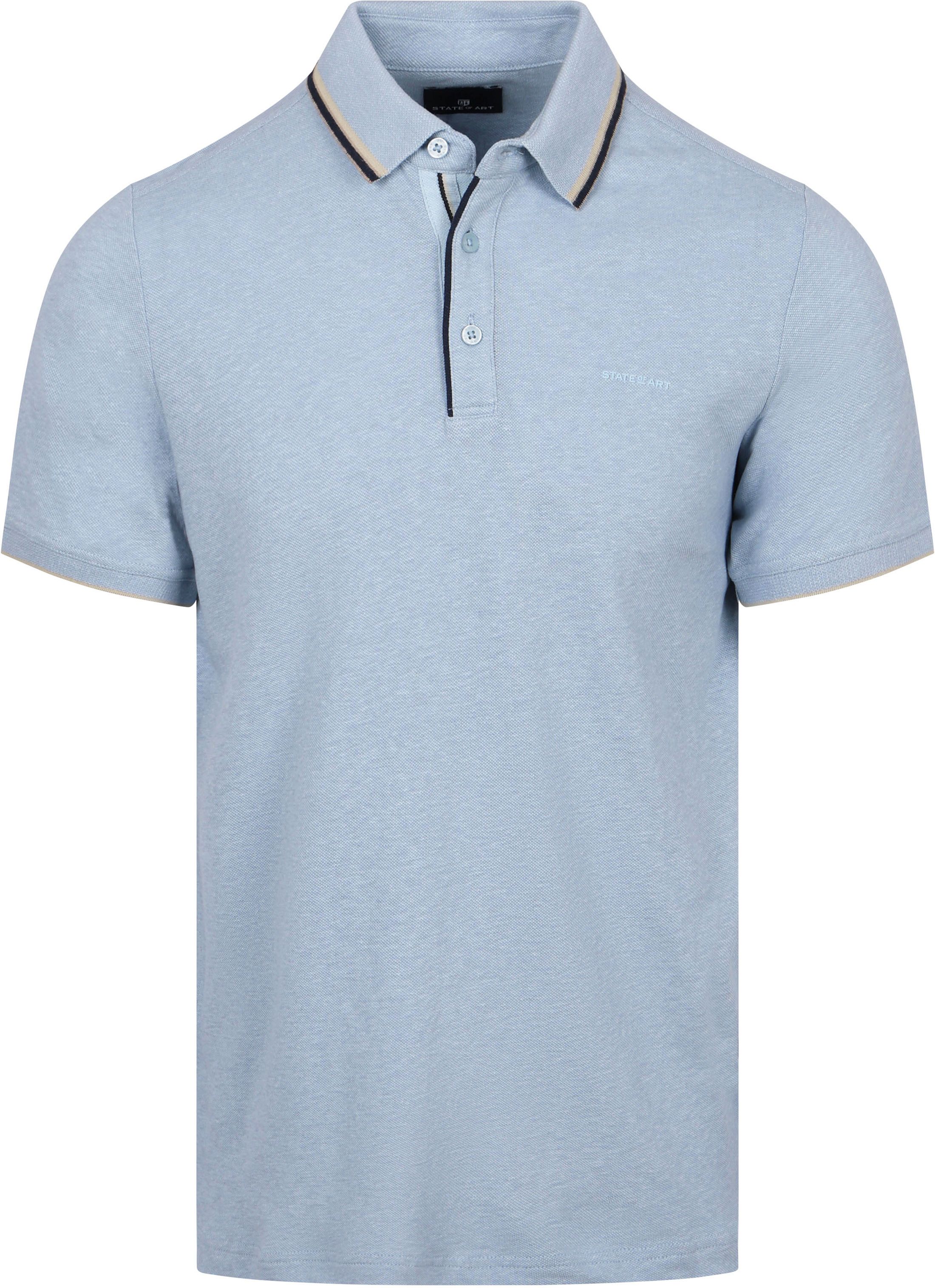  State of Art Poloshirt Tipping Cotton Linen Bleu Clair 46116438-5153 commander en ligne | Suitable