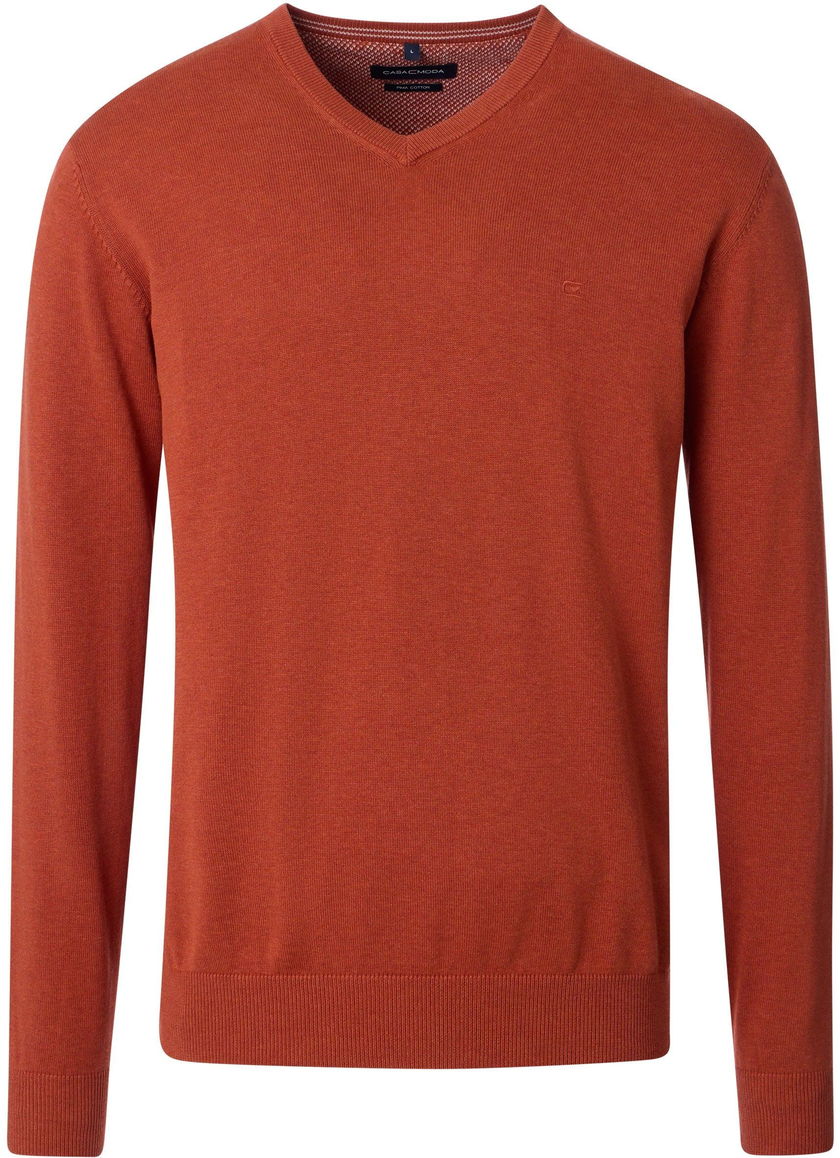 CASAMODA Pullover V-Hals Oranje Brique 004430-489 kopen | Suitable