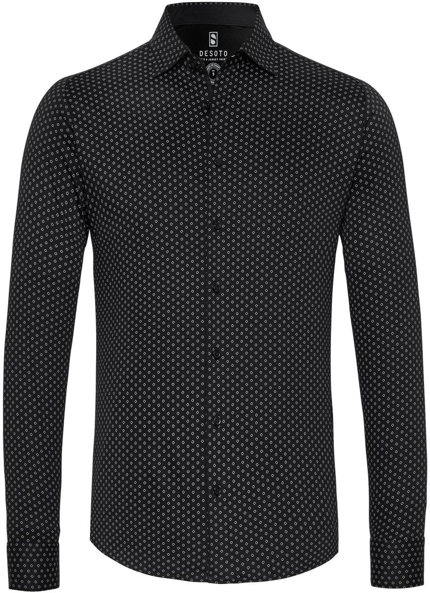 Desoto Skjorta Kent Grafisk Tryck Svart 98028-3-599