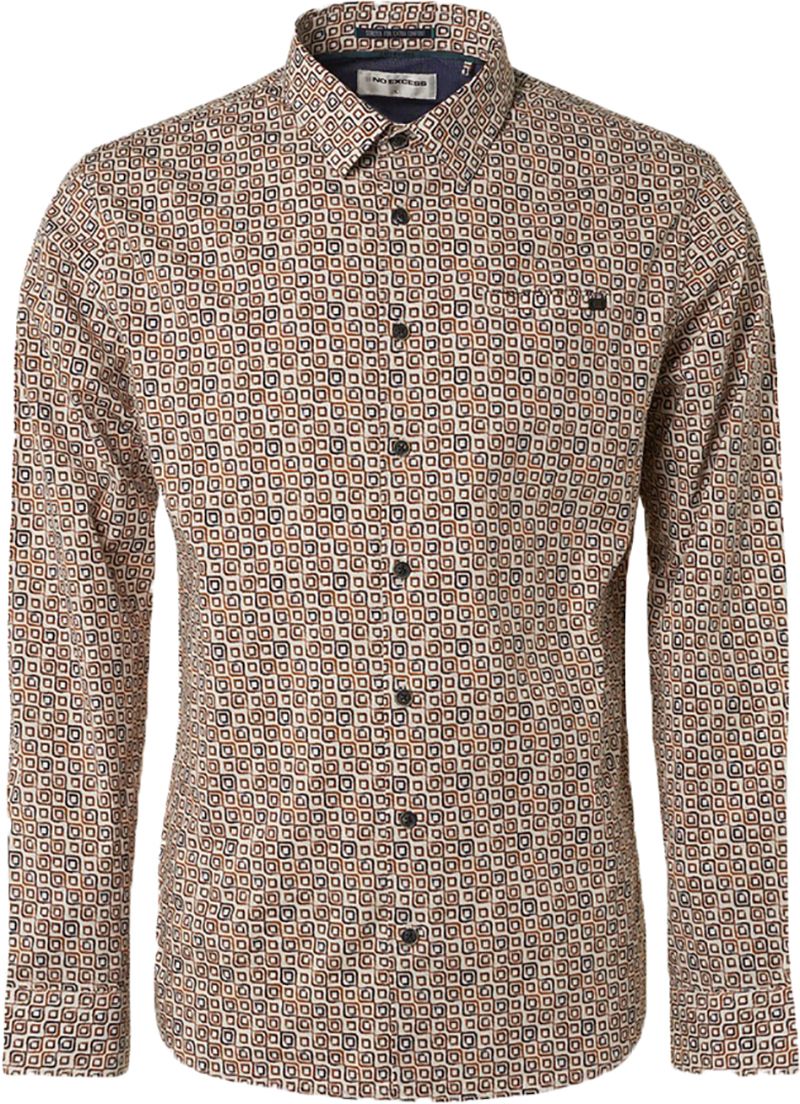No Excess Freizeithemd Allover-Muster Caramel 21430910-048 kaufen | Suitable