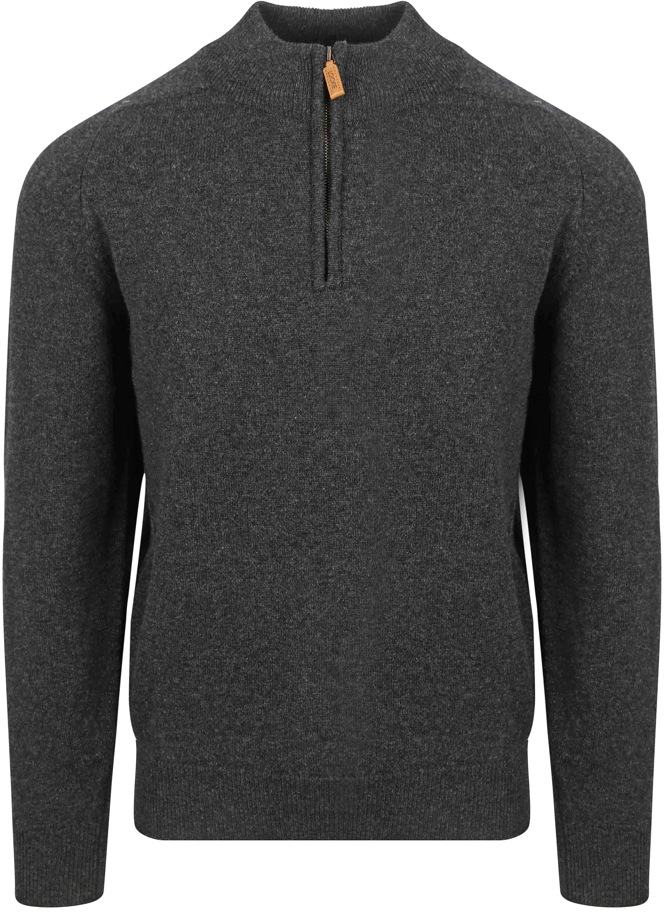 William Lockie Halv glidelås genser Lamull Skifermelert 7096DZ-2 Charcoal