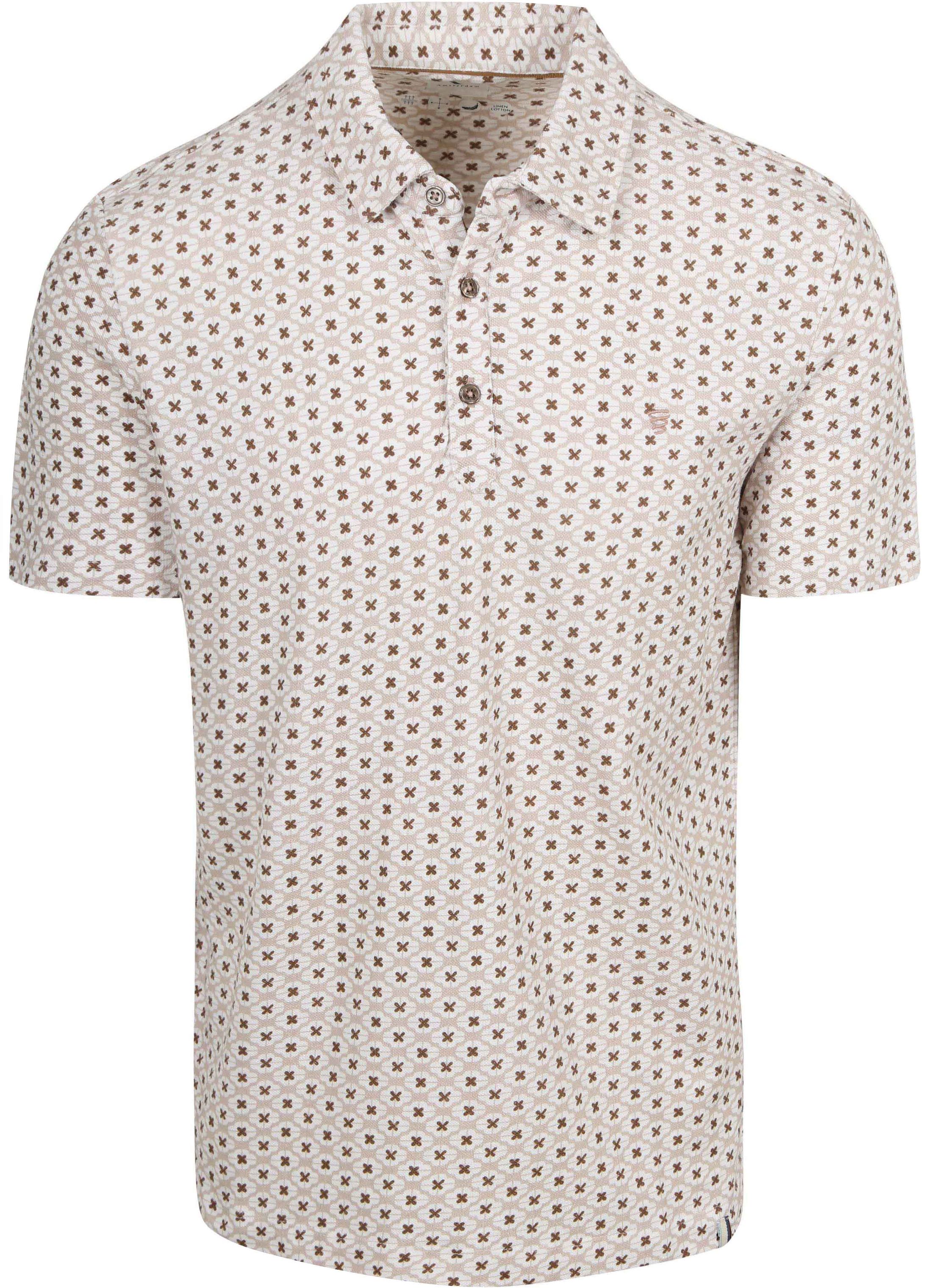 R2 Amsterdam Polo Print Beige Størrelse 3XL