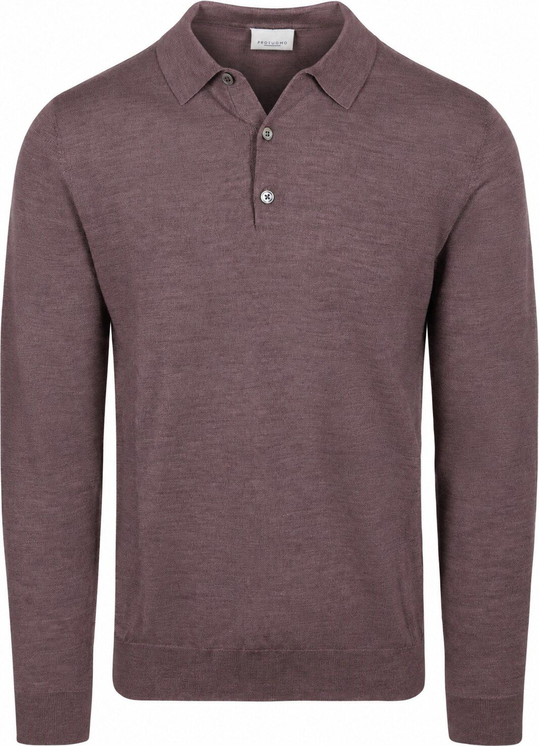 Profuomo Langermet Poloskjorte i Merinoull Aubergine PPXJ30029I-S kjøp | Suitable