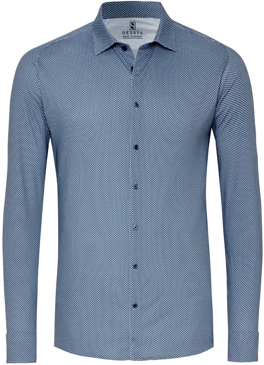 Desoto Skjorte Kent Print Mørkeblå 77128-3-522