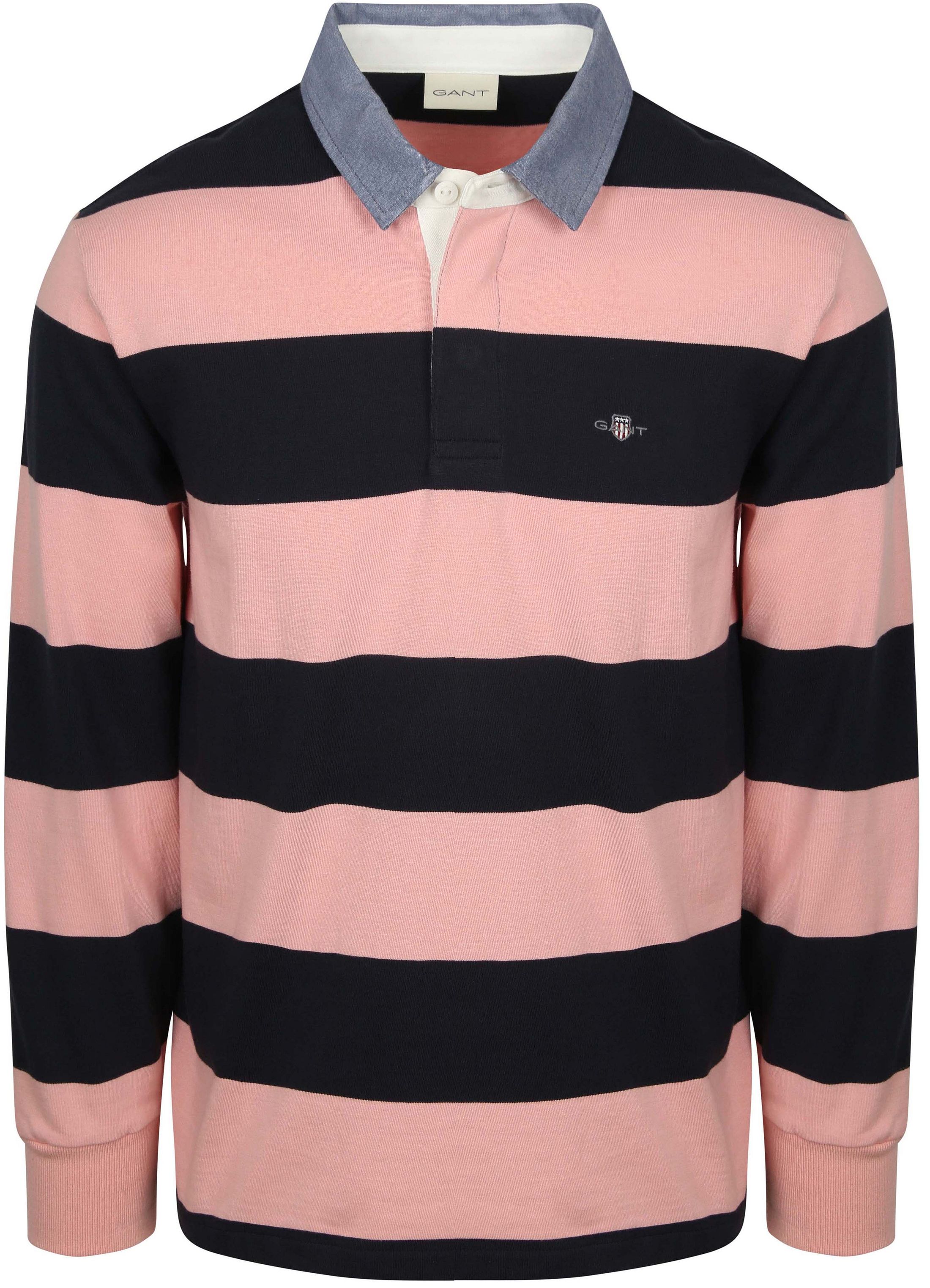 Gant Heavy Rugger Shield Polo Stribet Marineblå Rosa Mørkeblå Blå Lyserød måle XXL