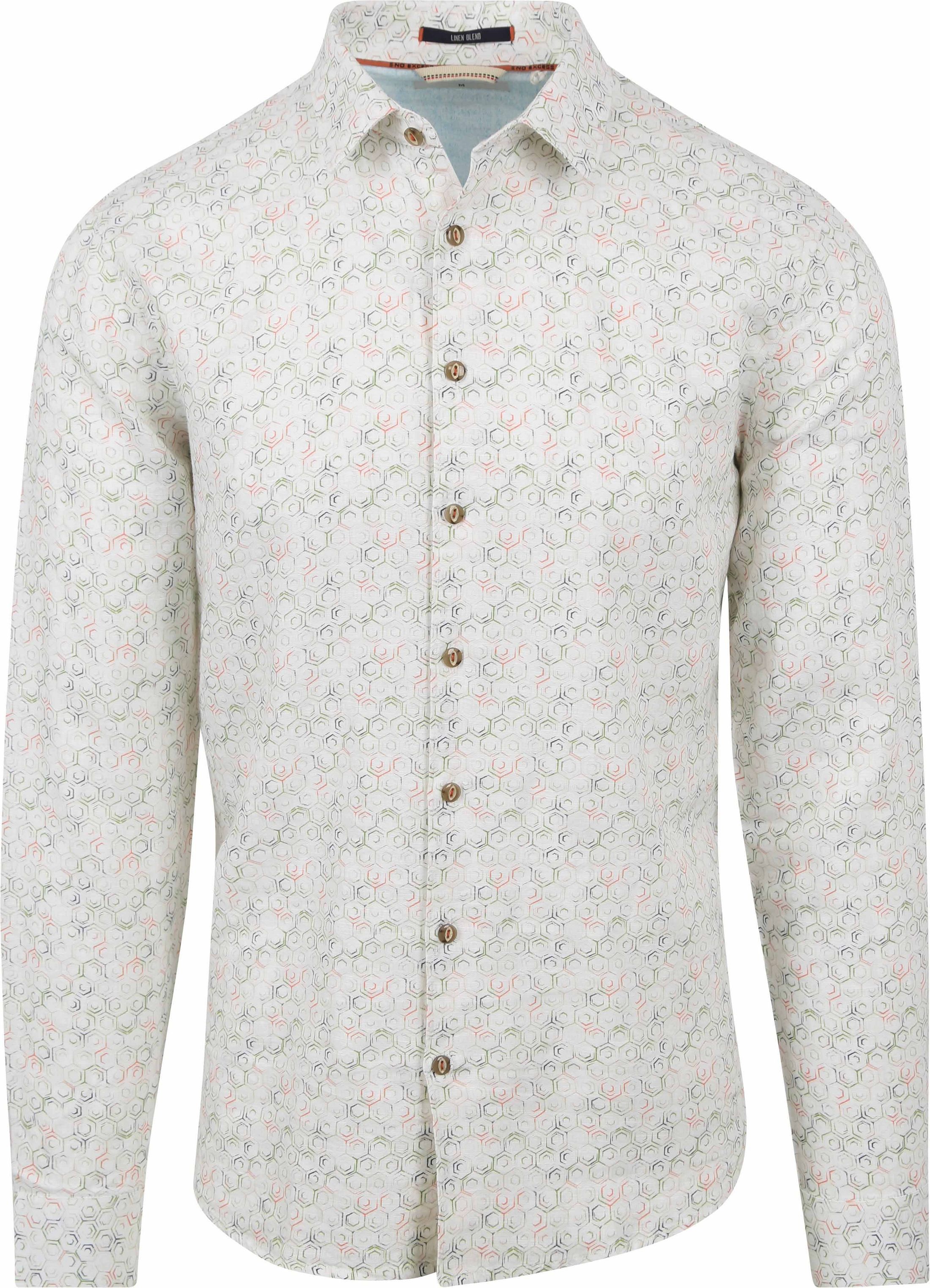 No Excess Skjorte i Linned Off-white Print 23430279-010