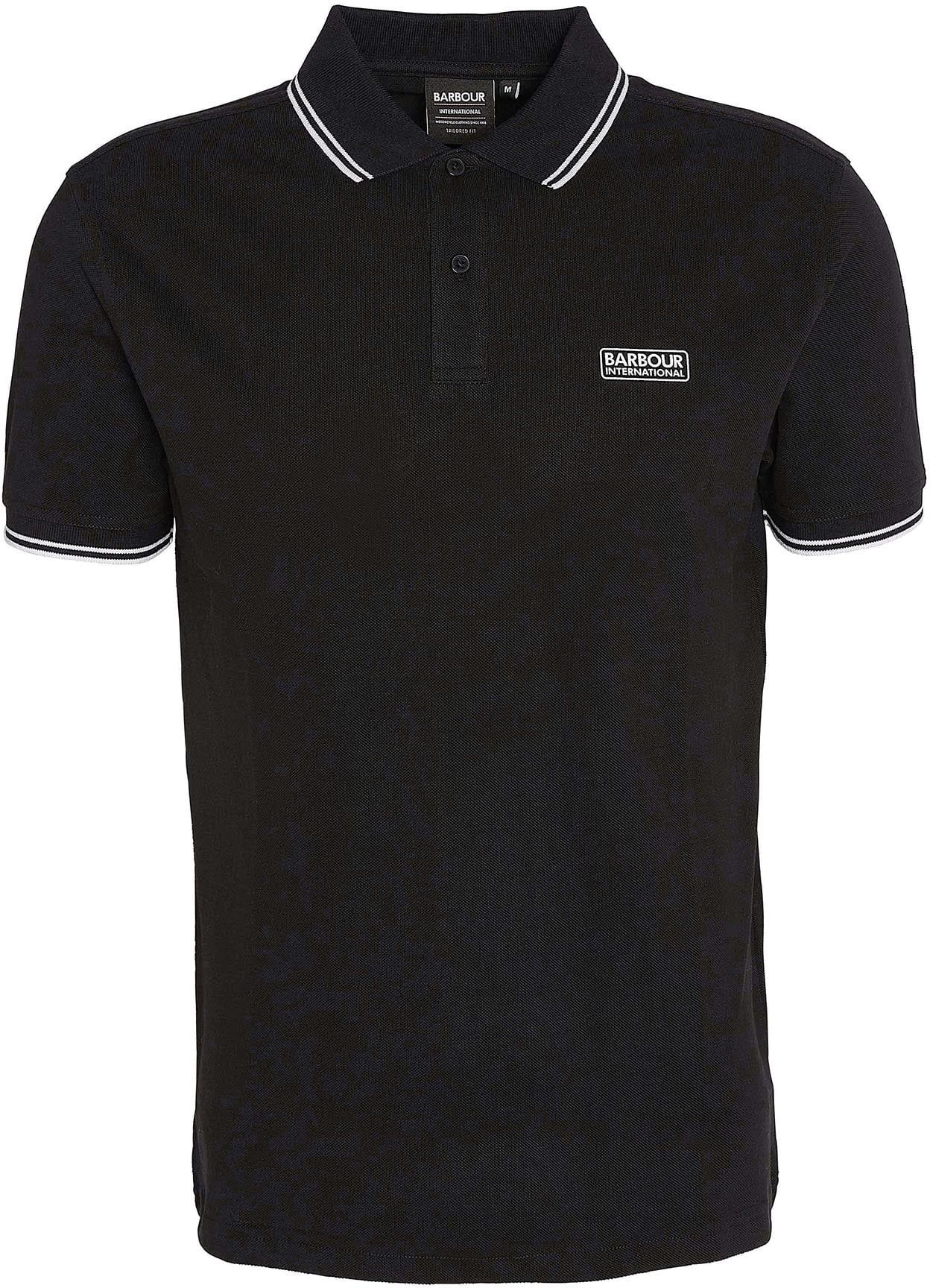 Barbour International Piqué Polo Shirt Evan Tipped Black order online | Suitable Lithuania