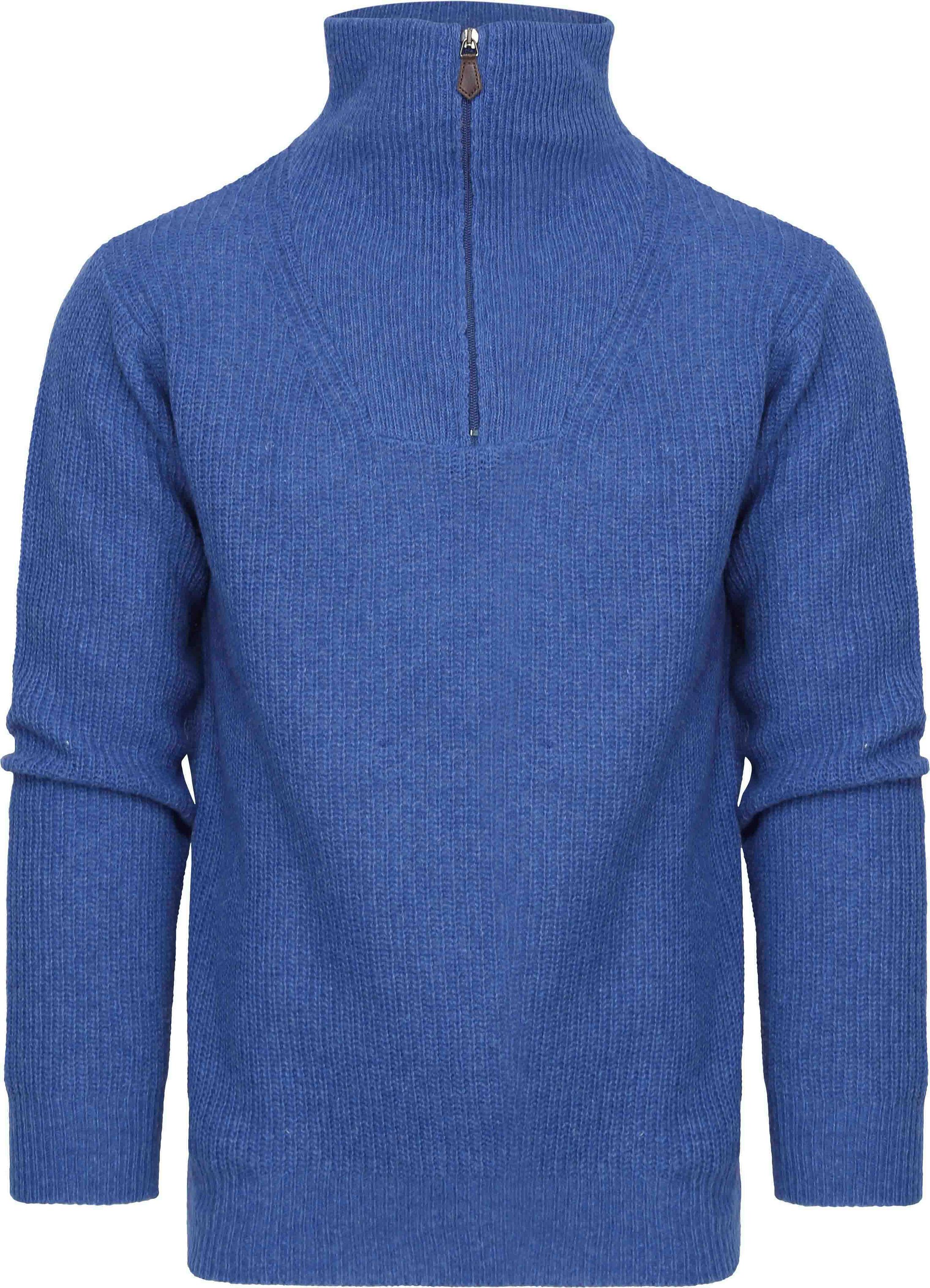 Smart Half Zip Sweater Wool Blend Blue K-zip kl 242 Mid blue