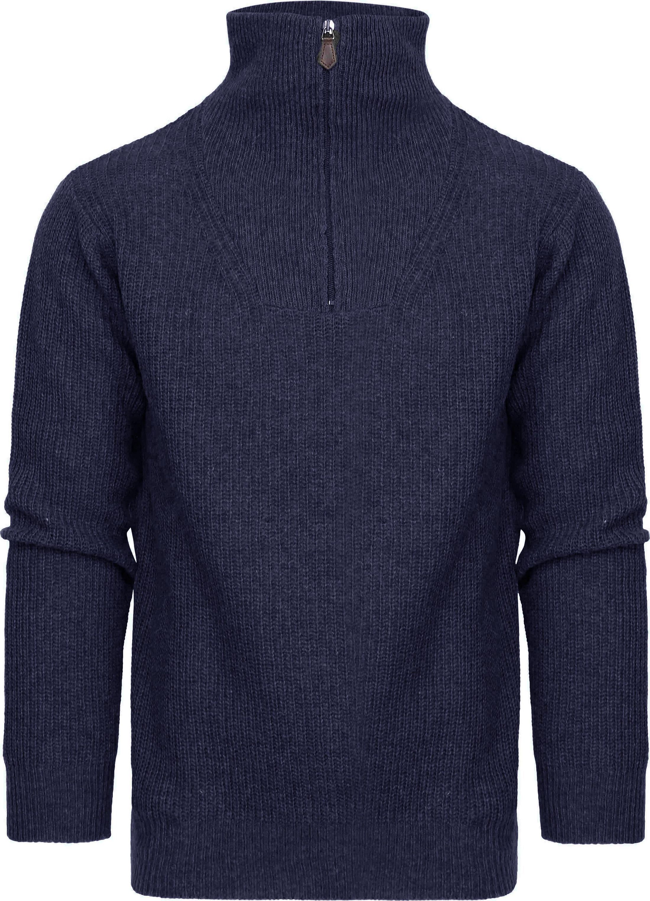 Suitable Halv Zip Tröja Wol Blend Navy K-zip kl 108 navy
