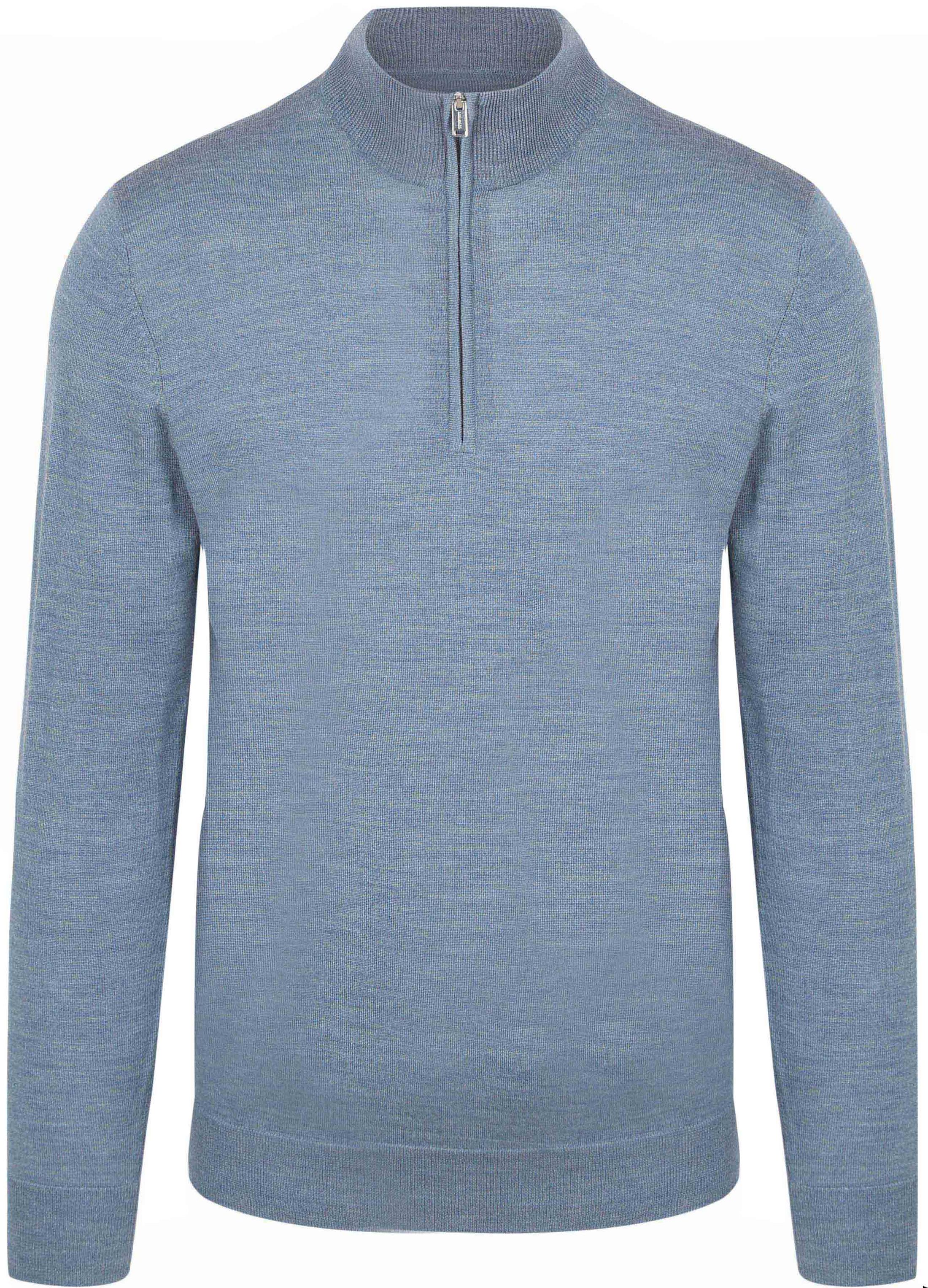 Profuomo Half Zip Pullover Merinowol Melange Blauw PPVJ30003F-M kopen | Suitable