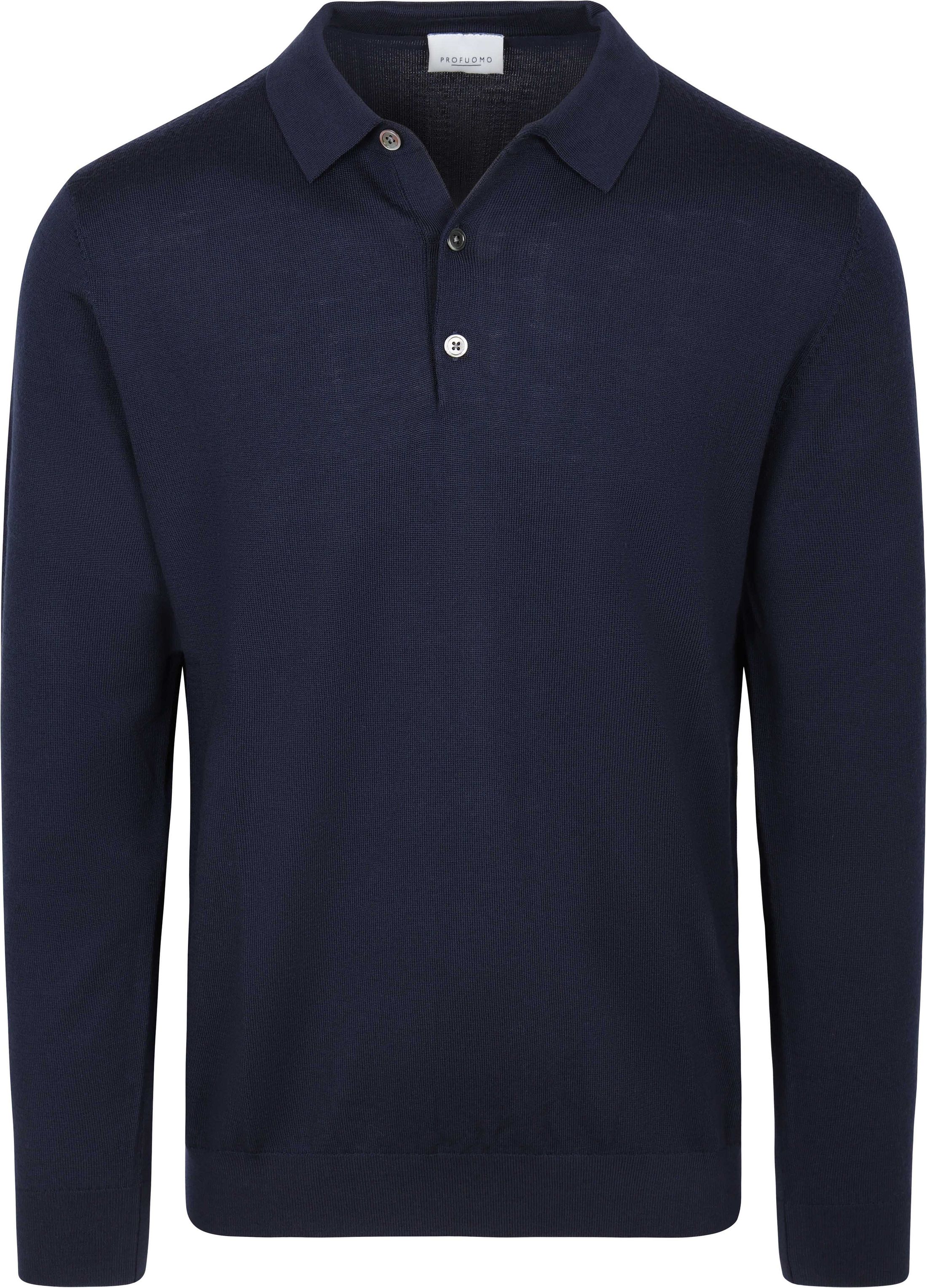 Profuomo Longsleeve Polo Shirt Merino Wool Navy order online | PPXJ30029A-P | Suitable Greece