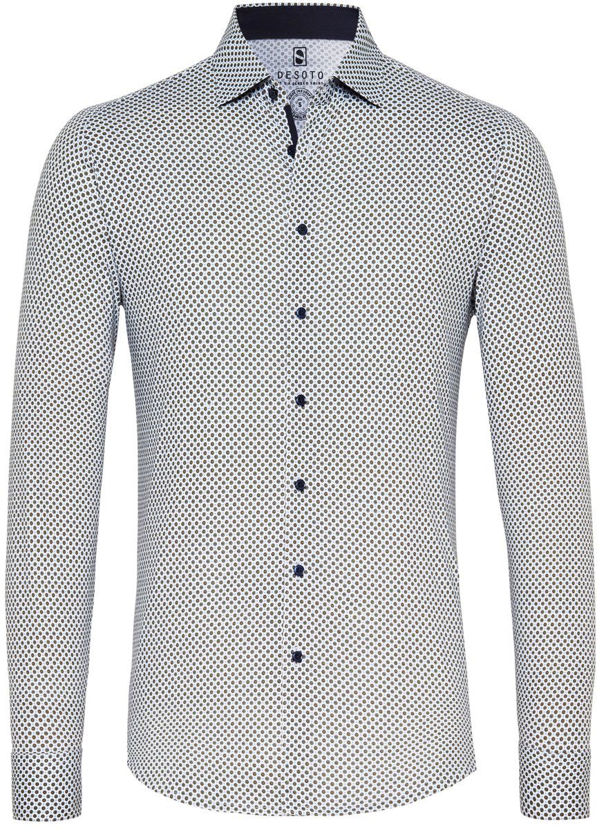 Desoto Skjorta Kent Grafiskt Tryck Taupe 98028-3-160