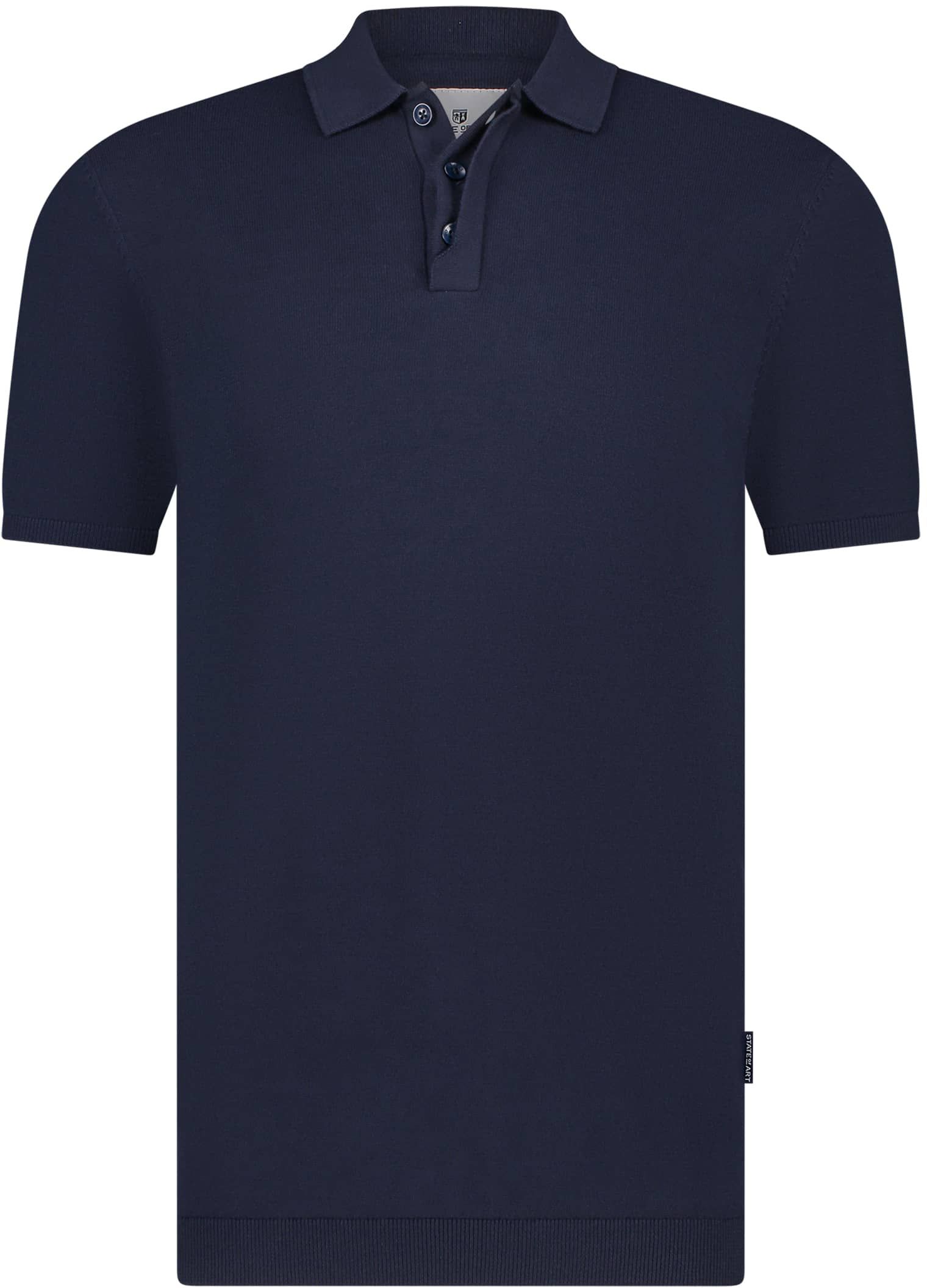 Køb State of Art strikket polo – marineblå 47115060-5900 | Suitable