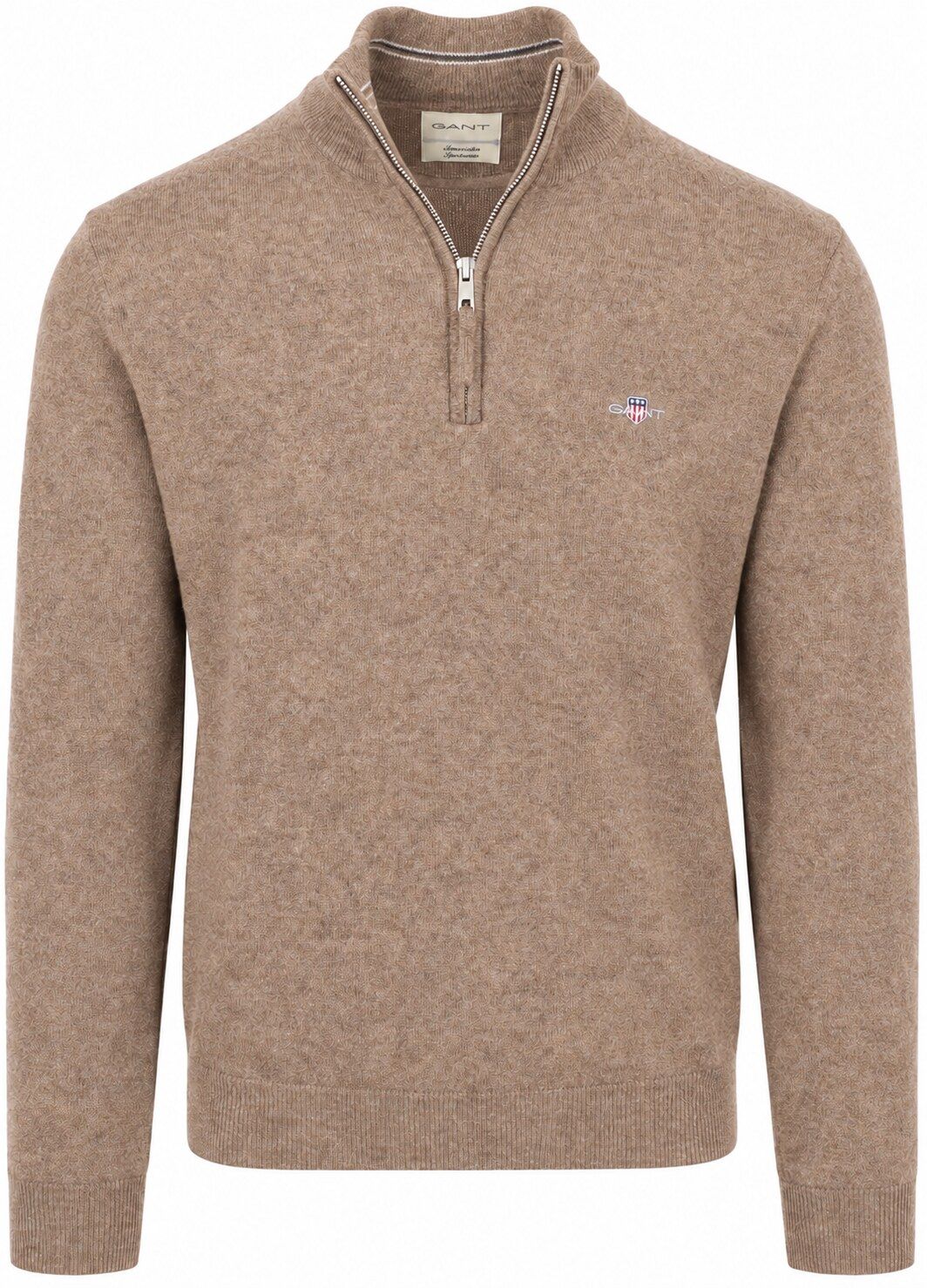 Gant Halfzip Lamswol Trui Camel 87313-283 kopen | Suitable