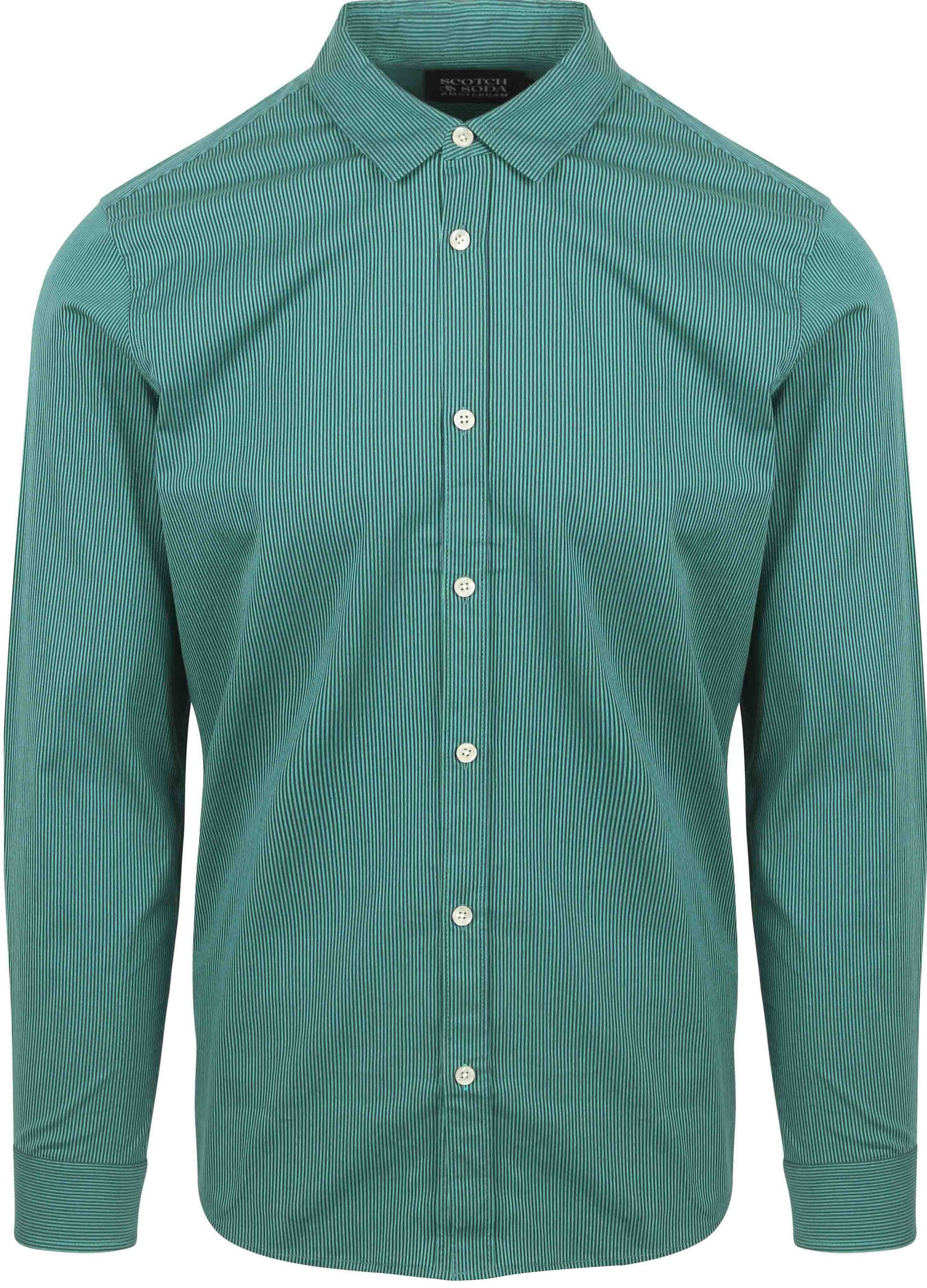 Scotch and Soda Overhemd Essential Poplin Stripe Groen 178704-300 kopen | Suitable