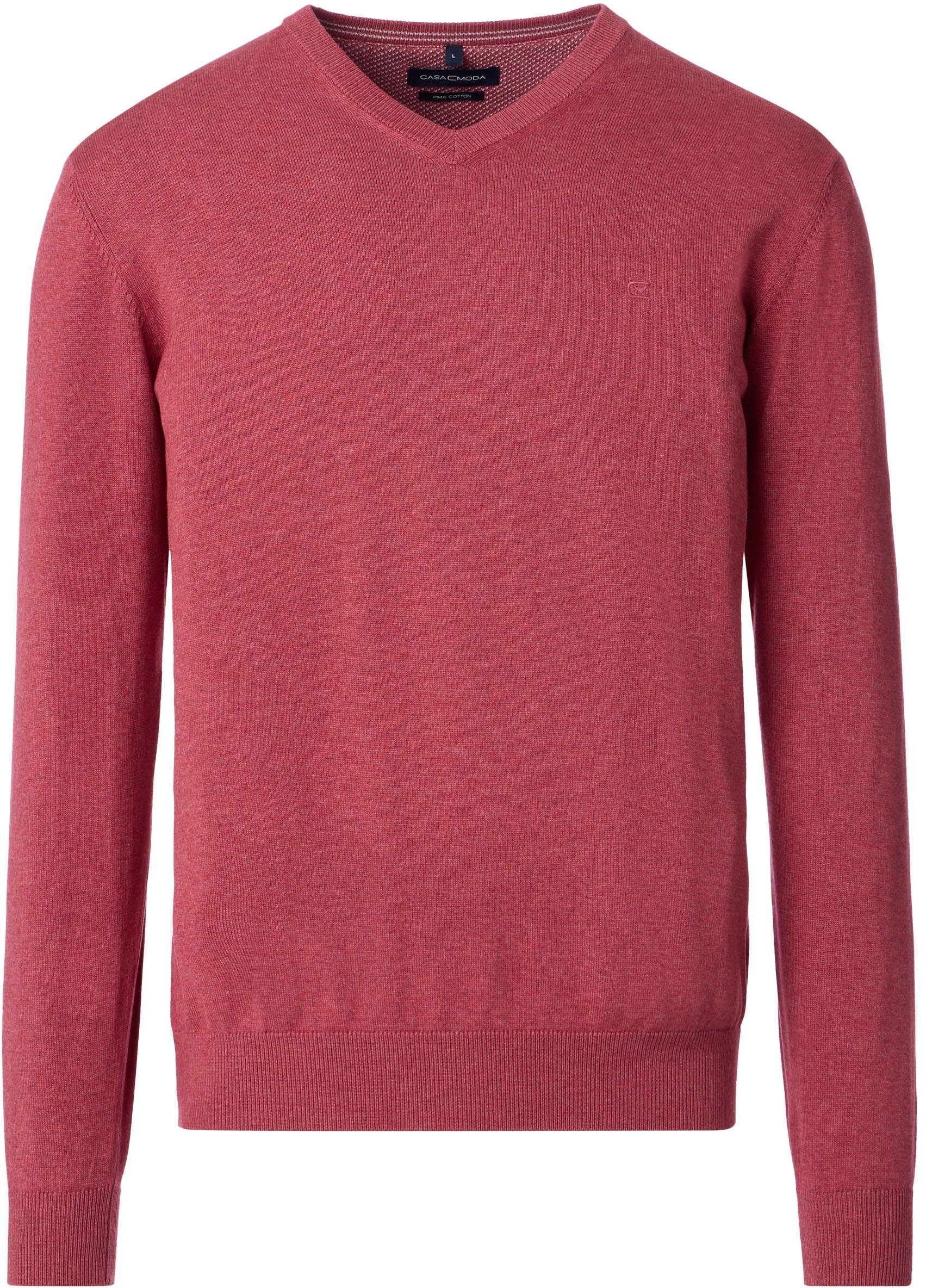 Køb CASAMODA Pullover med V-hals i Frisk Murstensrød 004430-412 | Suitable