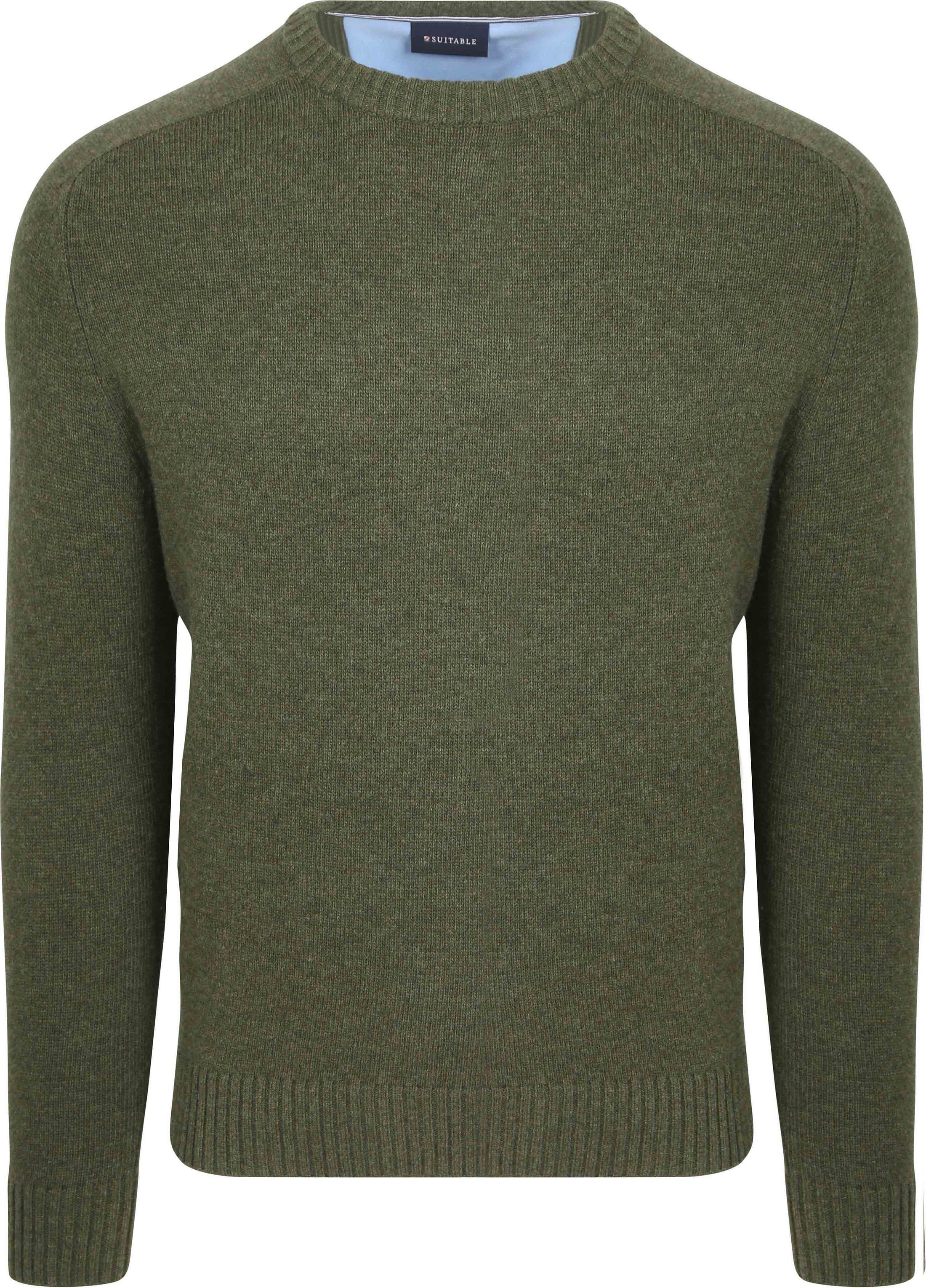 Suitable Lammullgenser Rund Hals Olivengrønn PU-LMBS-O-24 Olive