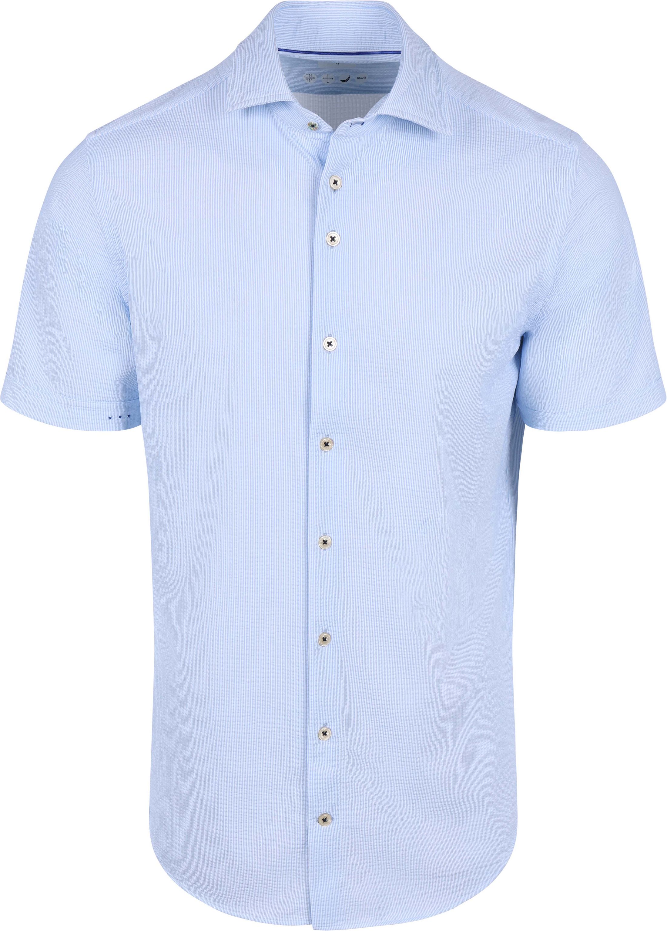 R2 Short Sleeve Hemd Seersucker Lichtblauw kopen | Suitable