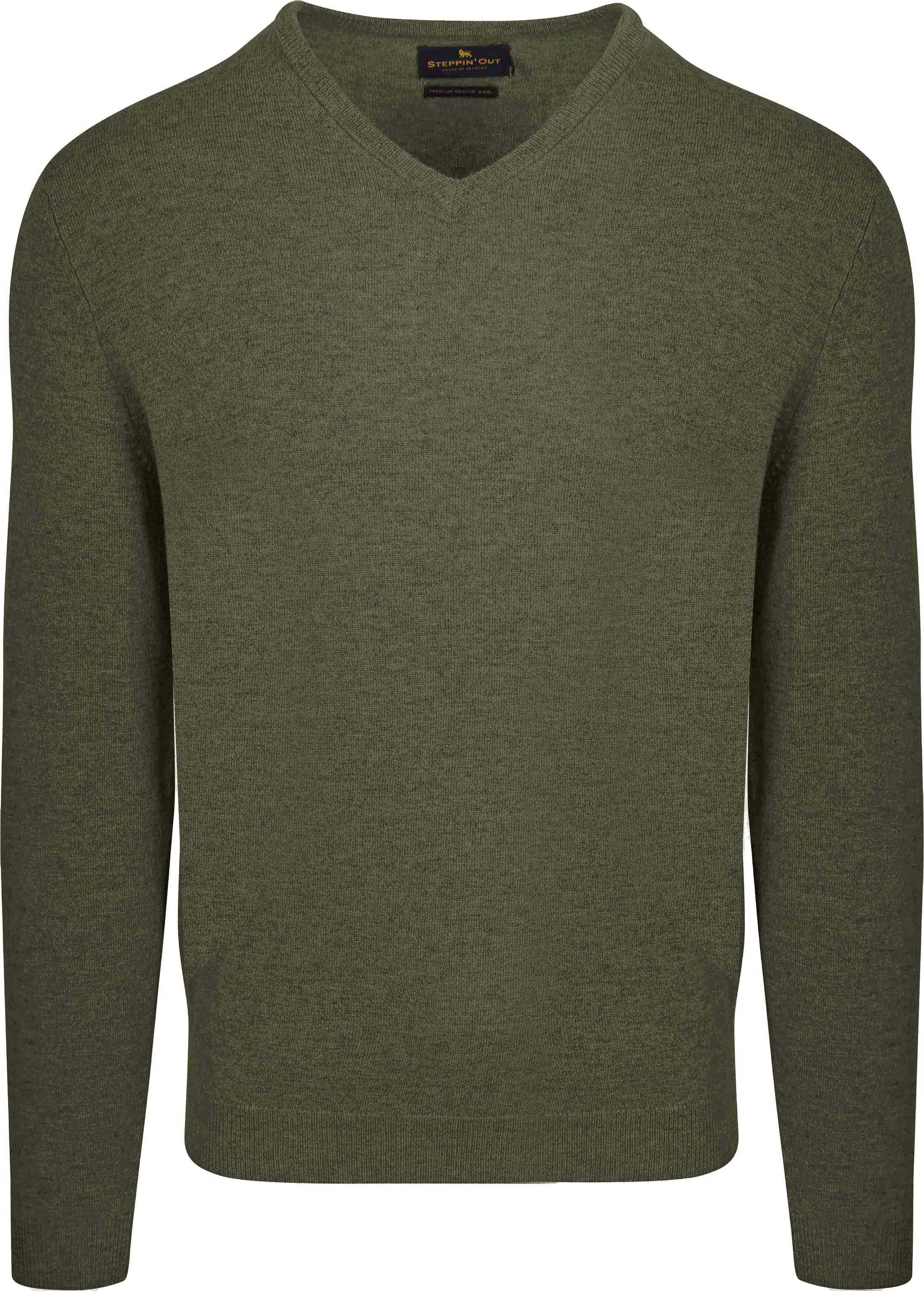Steppin' Out Pullover V-Ausschnitt Merinowolle Olivgrün SM1201.0003-5103/PU-V-MRI-REF12-SO-25.02 Thymen Ol kaufen | Suitable