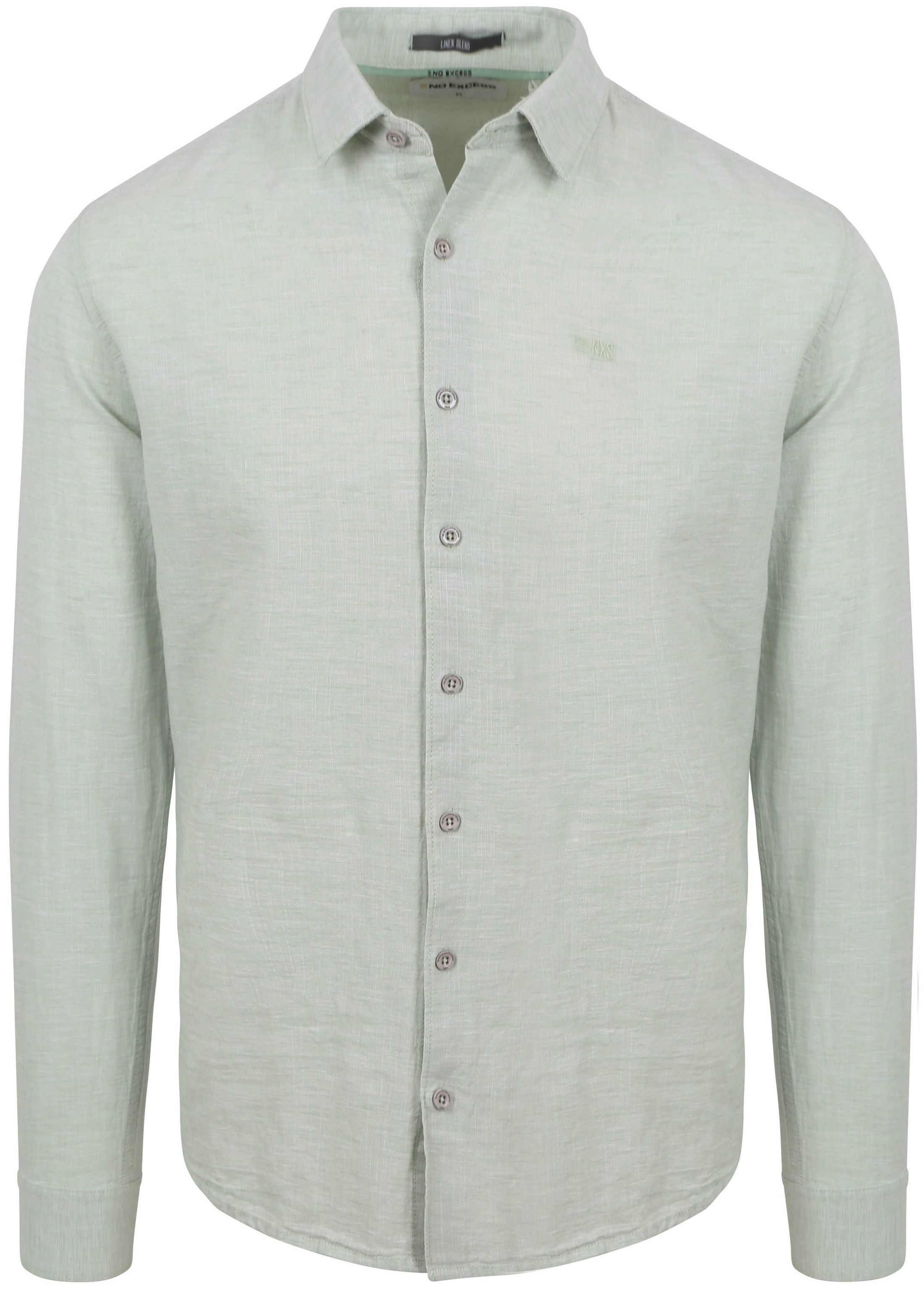 No Excess Skjorta i Grön Linne Melange 23450215-058