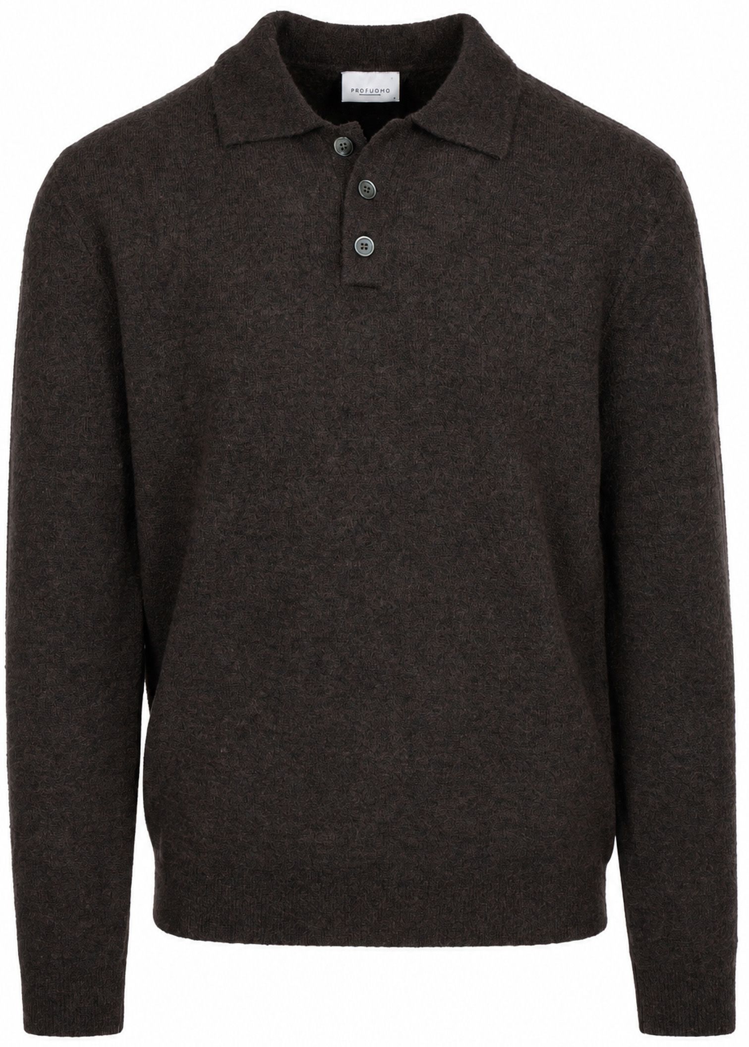 Profuomo Longsleeve Poloshirt Boiled Wool Braun kaufen | PPXJ30041E-H2 | Suitable