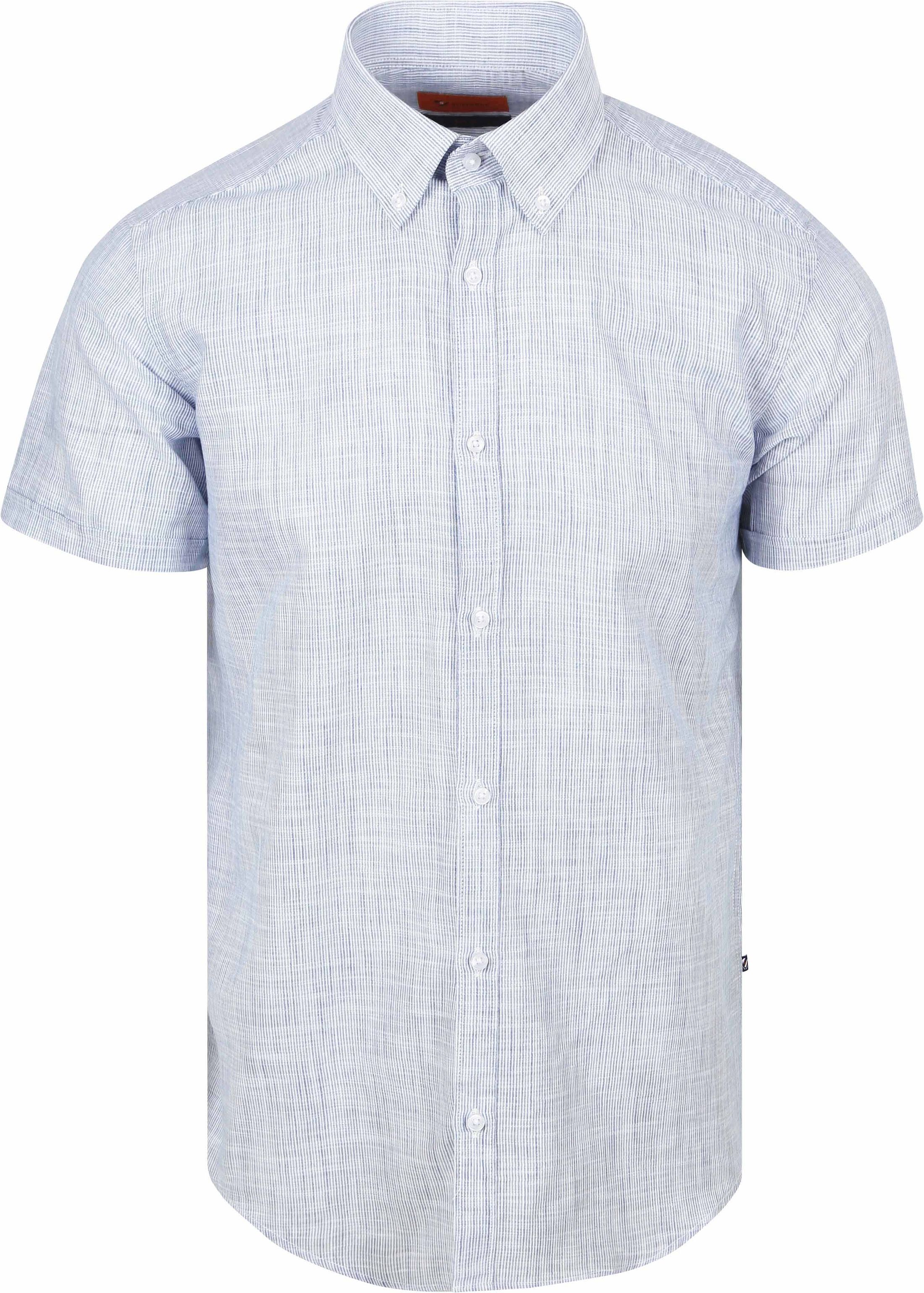Suitable Manches Courtes Chemise Coton Slub Bleu Rayé commander en ligne | SH-SHSL-CO-STBL-25.05 stripe | Suitable Luxembourg