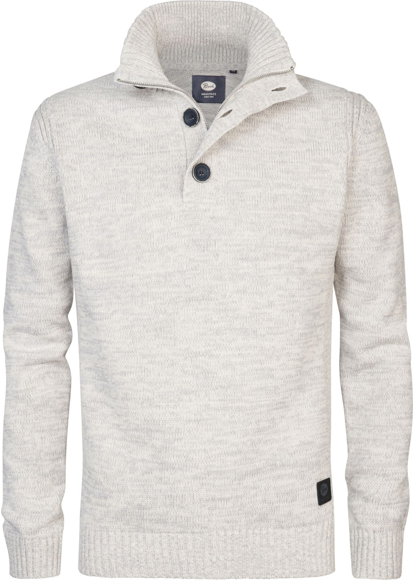 Petrol Mocker Trui Melange Lichtgrijs M-3040-KWC206-0009 kopen | Suitable