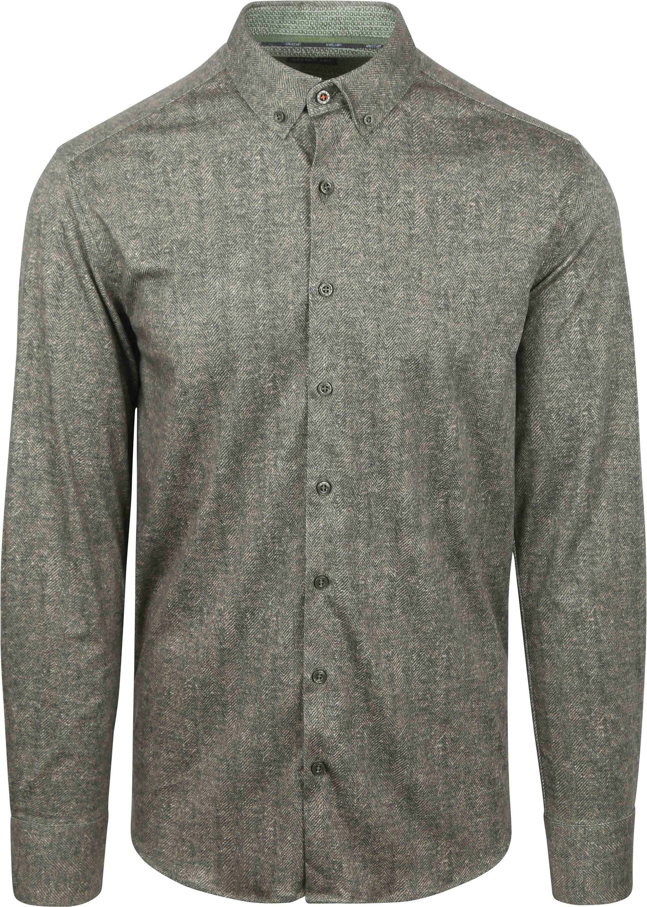 State Of Art Skjorte Jersey Herringbone Grønn 21425287-3637